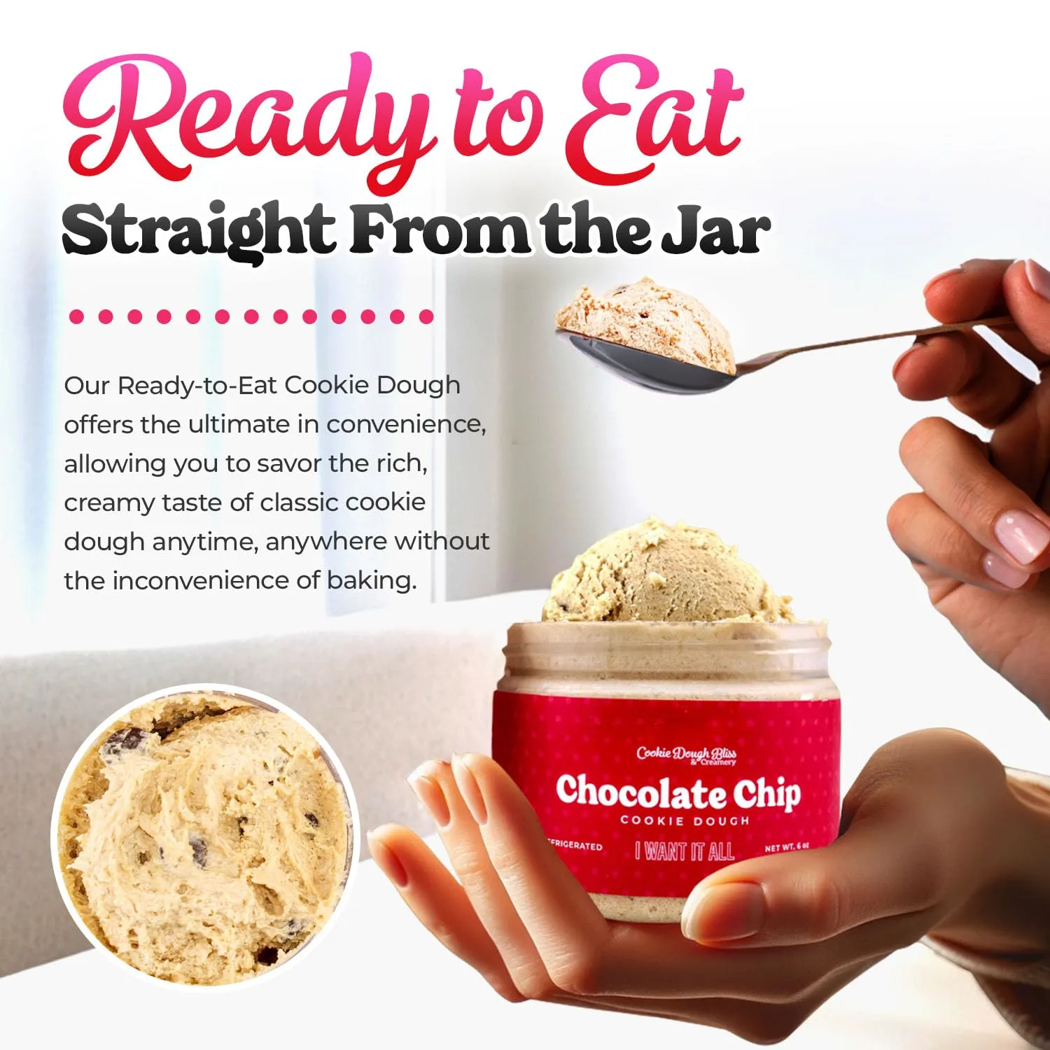 COOKIE DOUGH BLISS - Pack of 4 Chocolate Bliss Pack - Delicious Ready-to-Eat Double Chocolate Chip Cookie Dough - Brownie Batter & Rocky Road - Soft, Sweet & Creamy Snack or Dessert (6 oz)