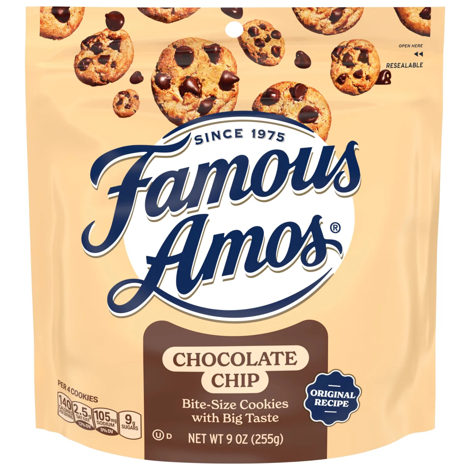 Famous Amos Classic Chocolate Chip Cookies, 9 Ounce Bag