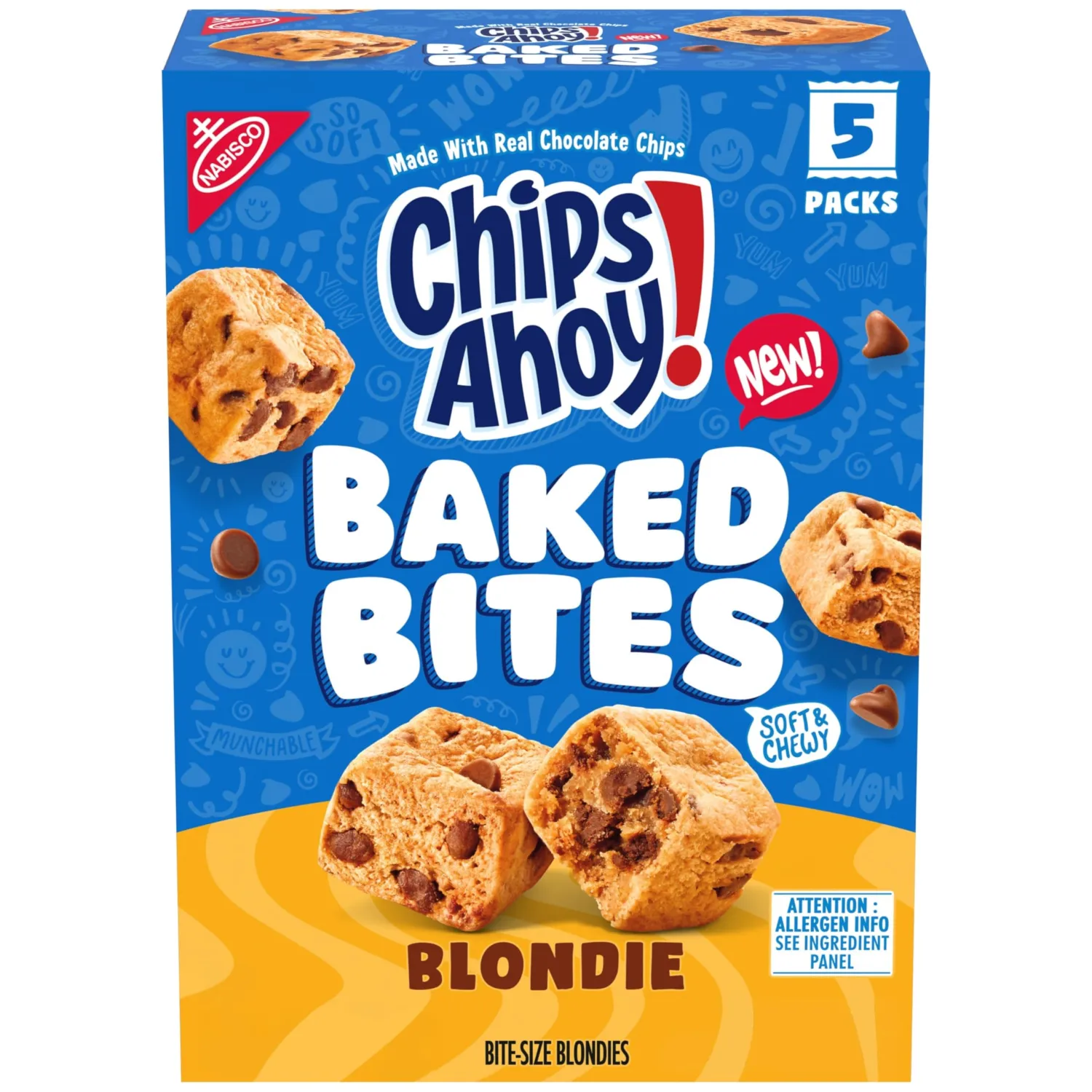 CHIPS AHOY! Baked Bites, Blondie, 5-1.5 oz Snack Packs (5 Bites per Pack)