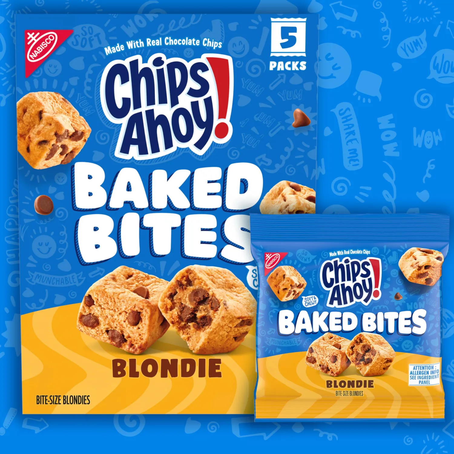 CHIPS AHOY! Baked Bites, Blondie, 5-1.5 oz Snack Packs (5 Bites per Pack)