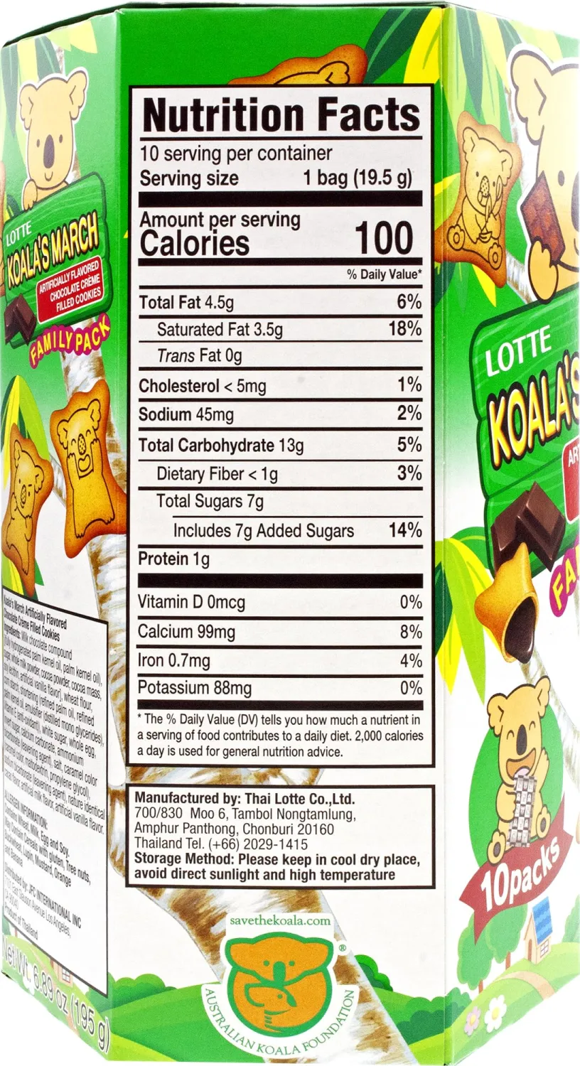 Lotte Koala's March Cookie with Chocolate Cream Family Size, 6.89 oz