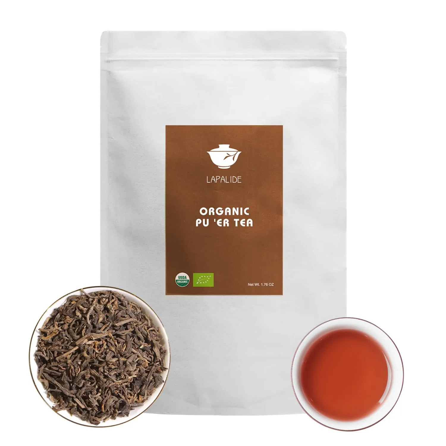 LAPALIDE 1.76Oz Puerh Tea Loose Leaf, USDA Organic Pu erh Tea, Yunnan Puerh tea loose leaf Mellow and Rich, Pu'er Ancient Tree Leaves Using Dry Storage