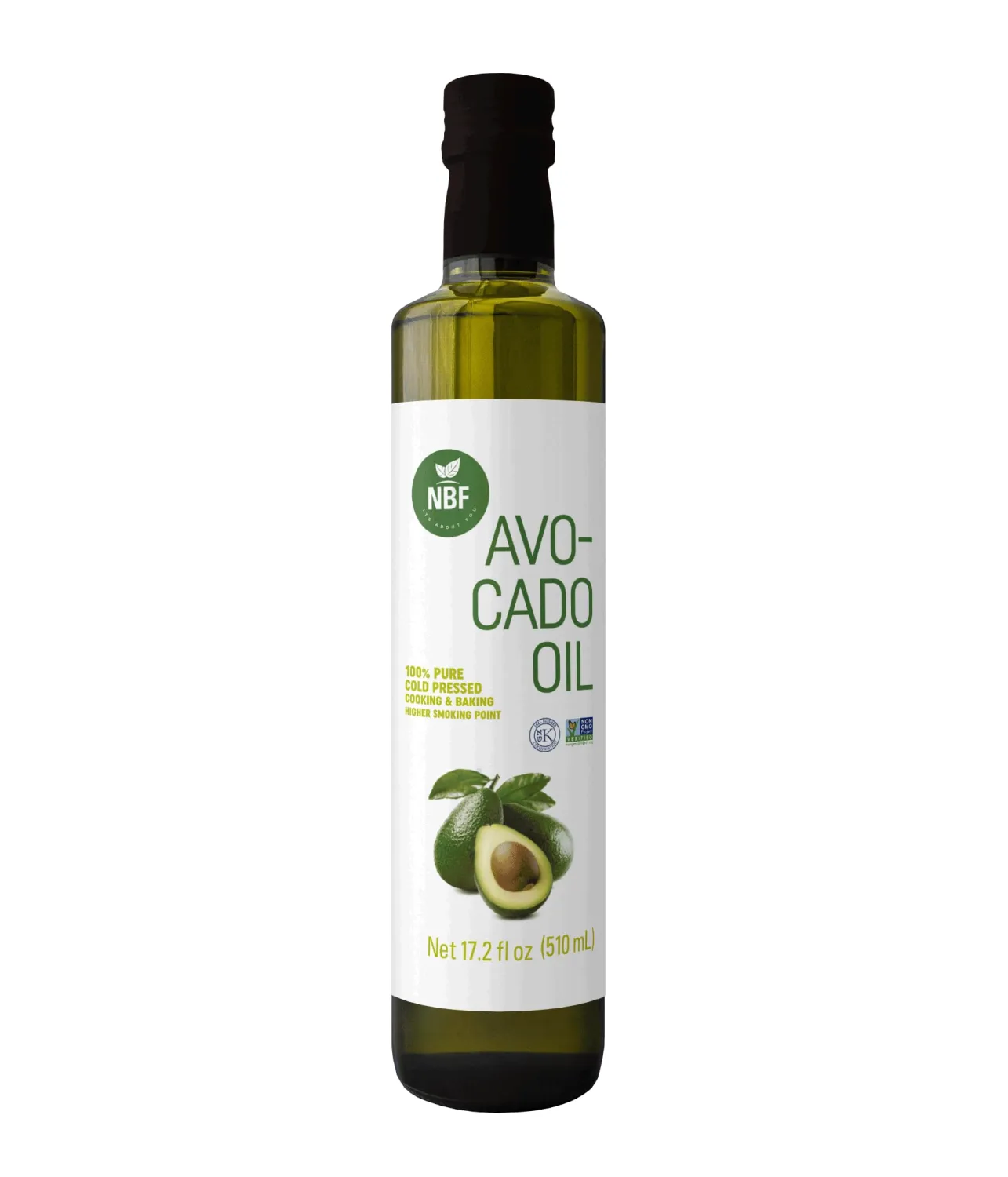 NBF, Avocado Oil, Refined, Avocado oil for cooking, Cold Pressed, Keto diet, Ideal for sautéing, baking, frying, Made with good fats from avocados, For dressings & more, 17.2 floz