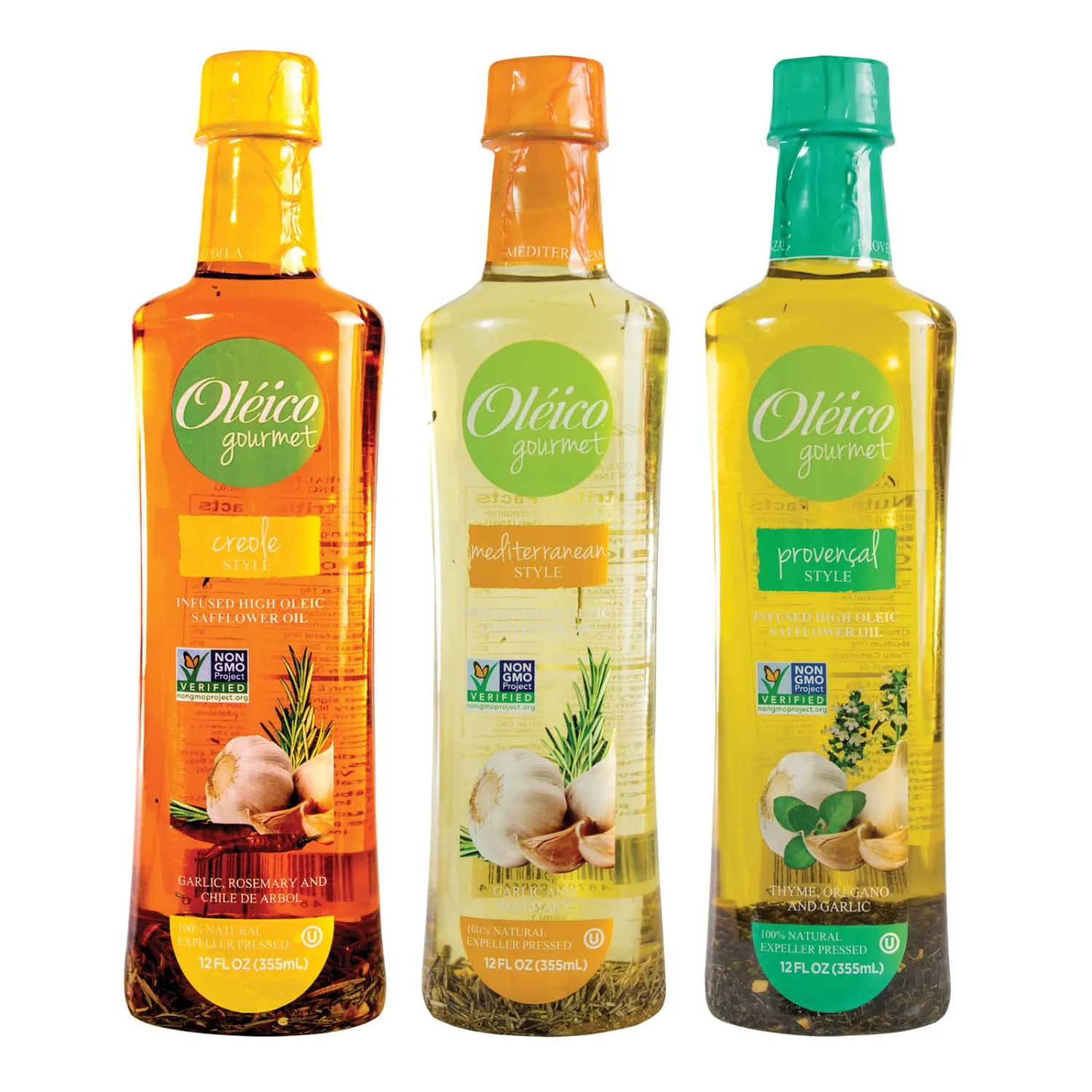 Oléico Gourmet - Infused High Oleic Safflower Oil Assorted Style 12 oz (Pack of 3)