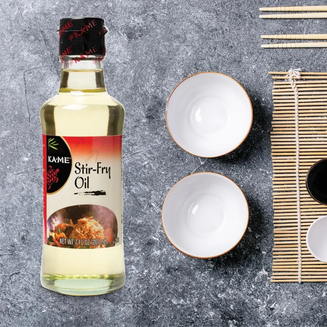 KA-ME Stir-Fry Oil, Infused with Garlic and Ginger, Versatile for Cooking and Salads - 7 fl oz (Pack of 1)