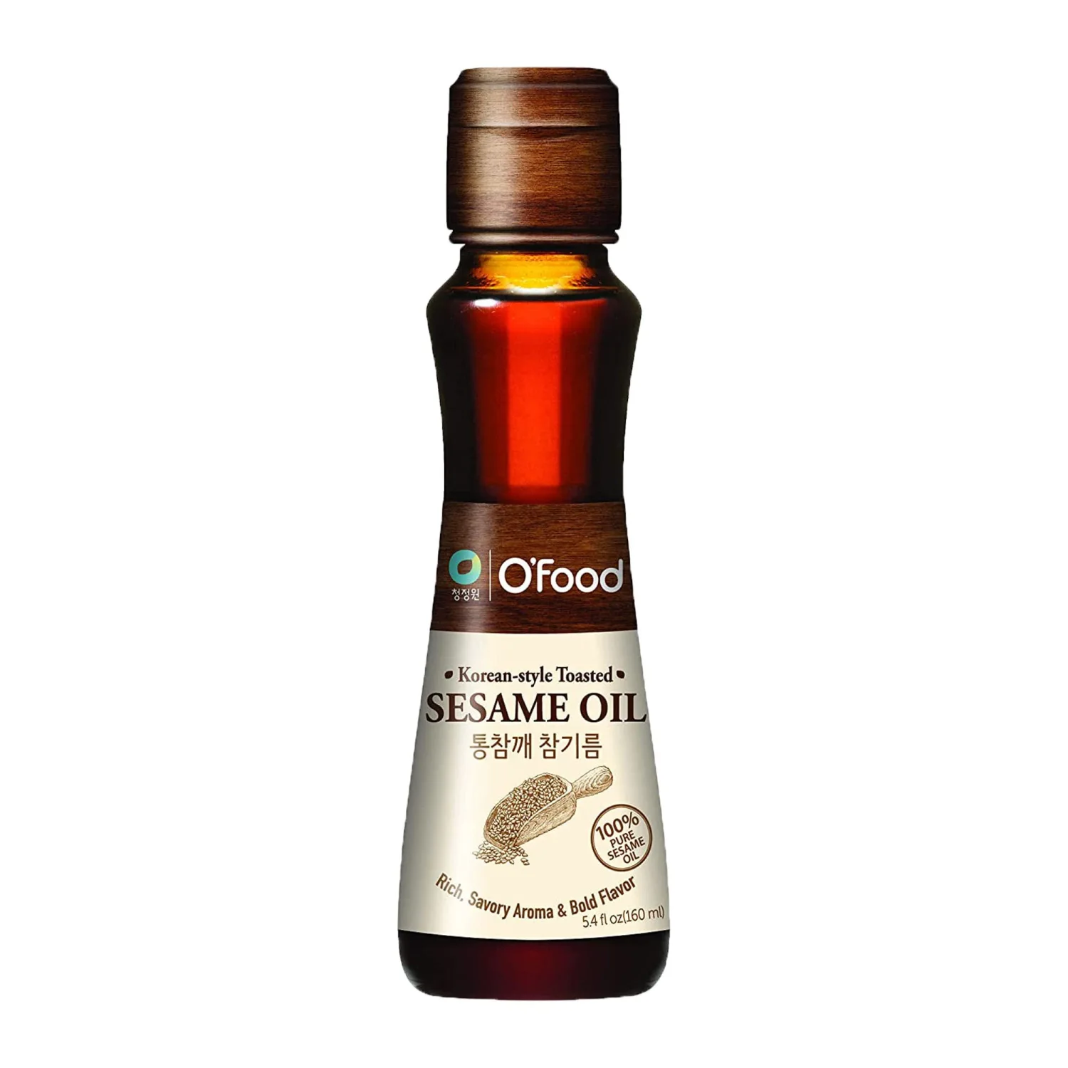 Chung Jung One O’Food Premium Sesame Oil, 5.4 Fl Oz, 100% Pure Sesame Seed Oil, Korean-Style Toasted, Rich and Nutty Flavor, Good for Cooking, Stir-fry, Noodles, Dressing, Drizzle