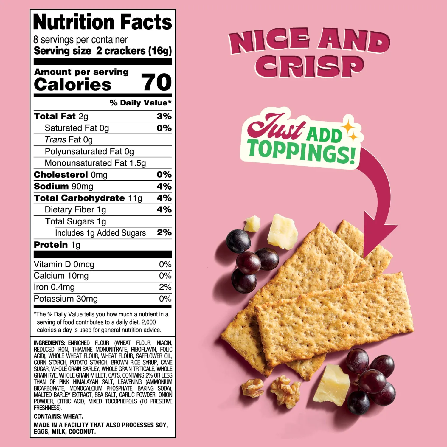 Back to Nature - Pink Himalayan Sea Salt Multigrain Flatbread Crackers - Made With Real Ingredients like Wheat Flour and Whole Grains - Enjoy a Seriously Tasty Non-GMO Snack - 5 ounce