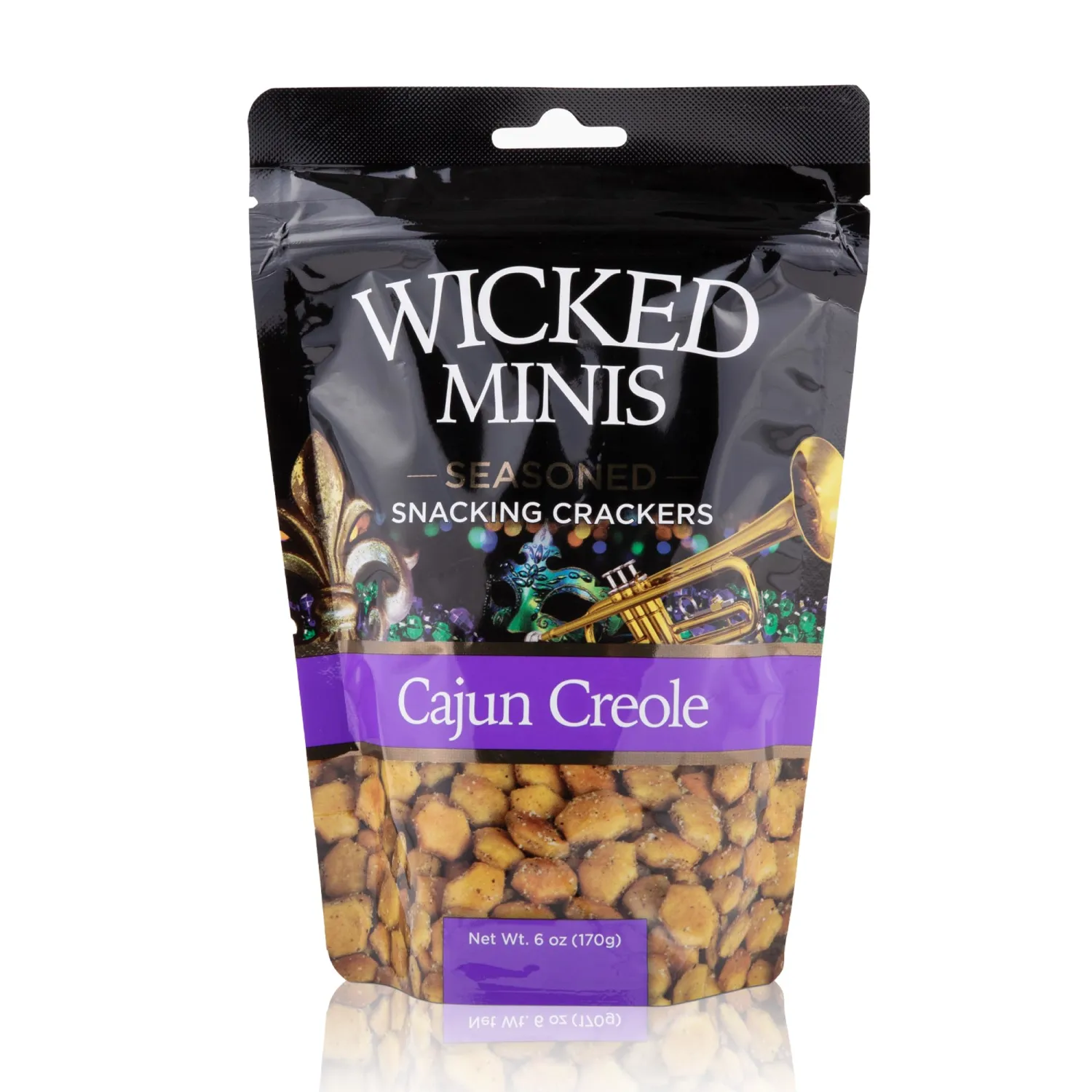 Wicked Minis Soup & Oyster Crackers - Saltine Crackers Salted Flavored Mini Puffed Soup Crackers, Savory Snacking Mix, Seasoned Croutons Salad Toppers, Crackers for Chili 6oz (Cajun Creole, 1 Pack)