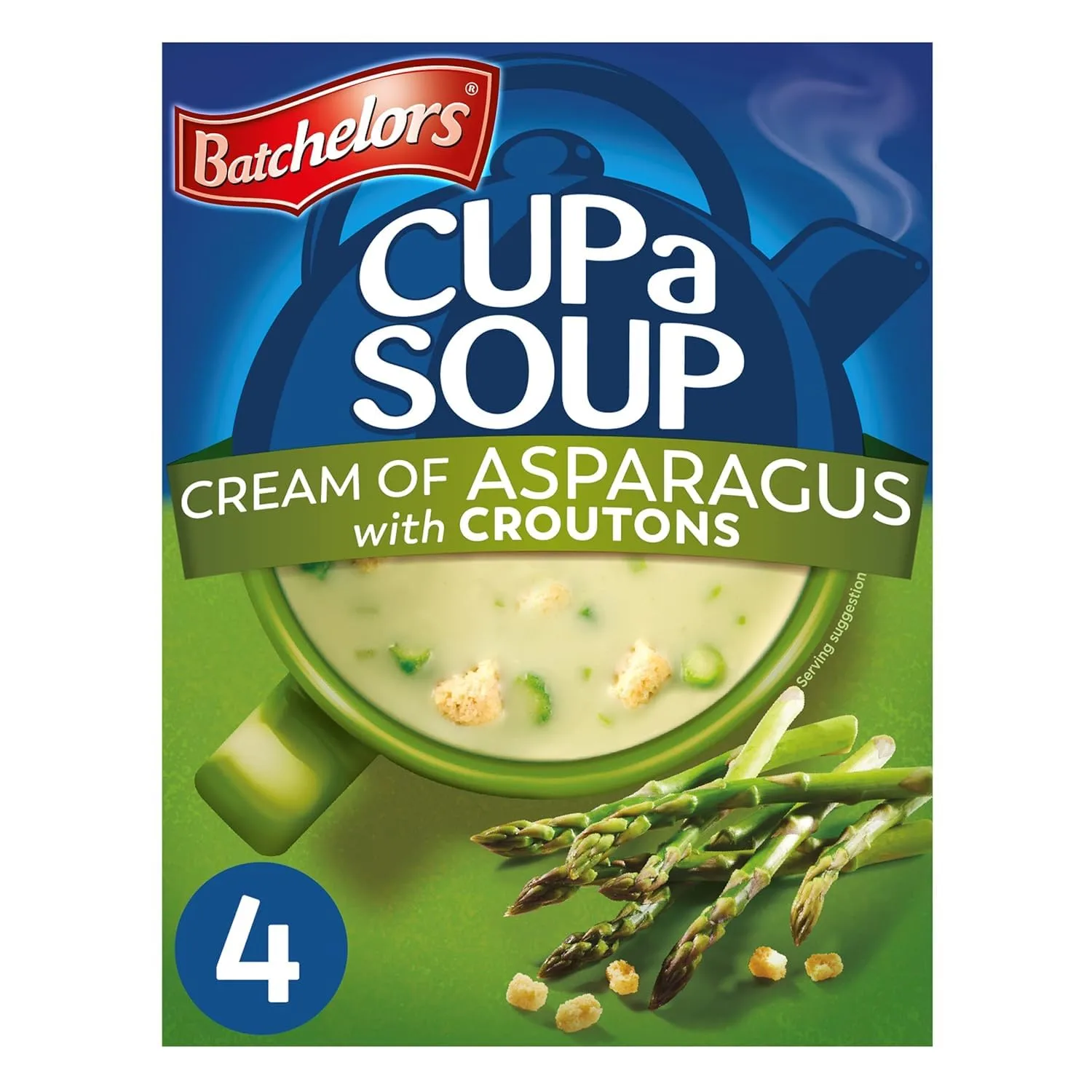 Batchelors Cup A Soup with Croutons Cream of Asparagus 4S, 117g (1 Pack)