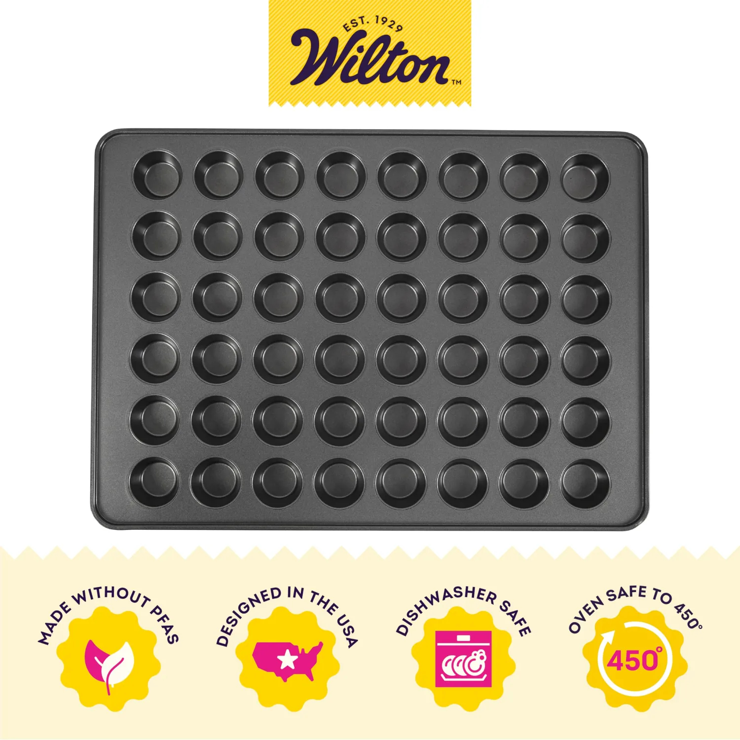 Wilton Perfect Results Non-Stick Mega Mini Muffin Pan, 48-Cup Cupcake Pan, Steel