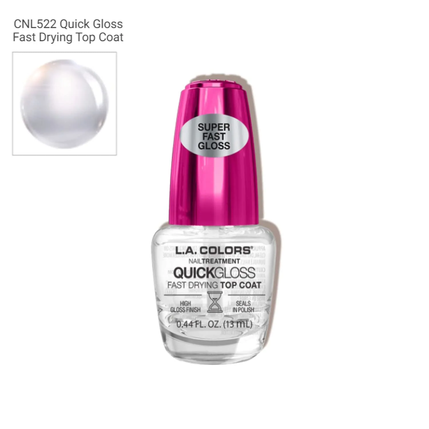 L.A. COLORS Salon Fabulous Nail Treatments, Quick Gloss Fast Drying Top Coat CNL522