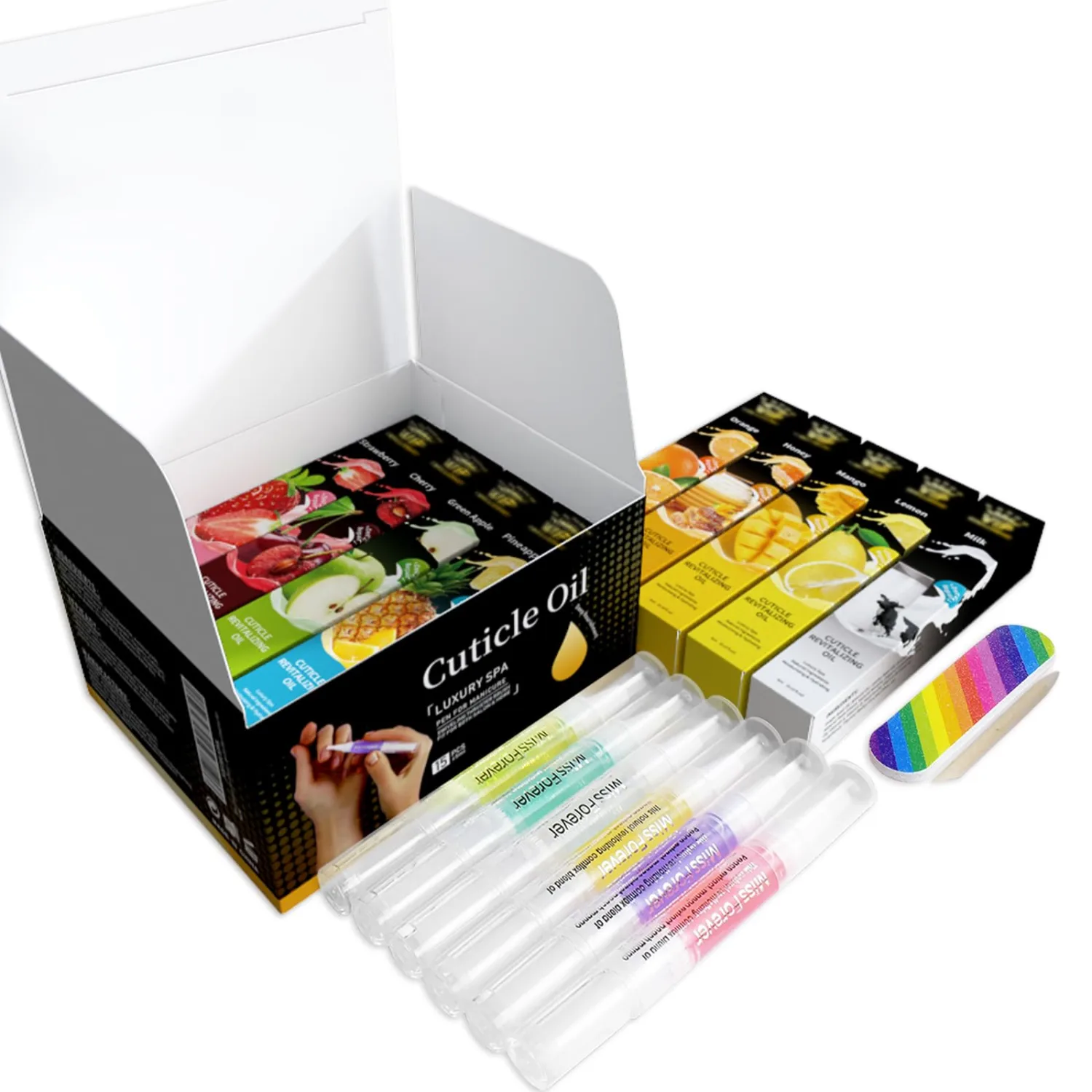 14+1 pcs Cuticle Oil Pen Bulk, Nail Oil Pen with Brush Pack Light Smell Natural Fragrance, 5ml / Tube Container Organic Plant Scented Soften Remover Care for Dry Cuticles Set