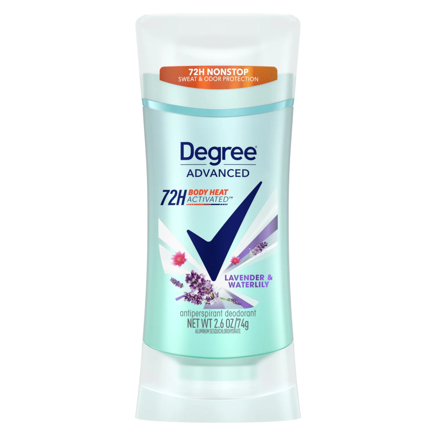Degree Advanced Protection Antiperspirant Deodorant Lavender & Waterlily for 72-Hour Sweat & Odor Control for Women, with Body Heat Activated Technology, 2.6 oz