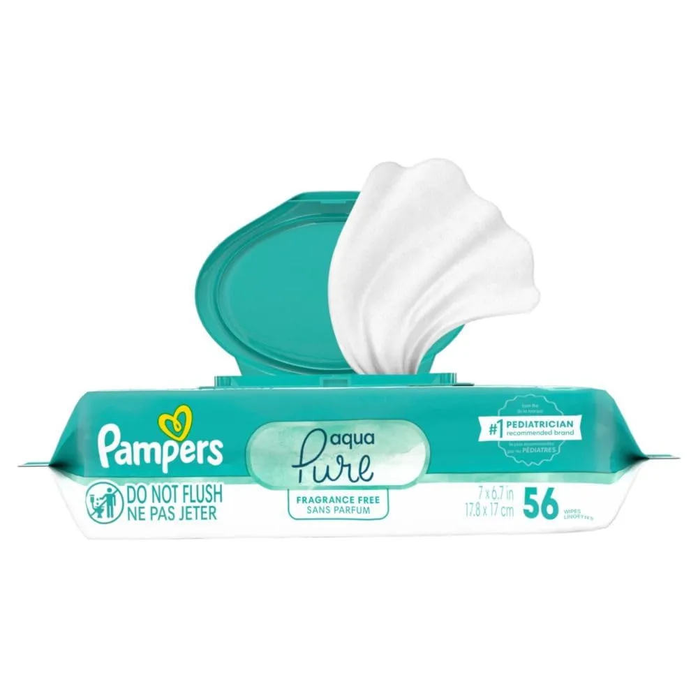 pampers aqua pure baby wipes 56 ct OLD