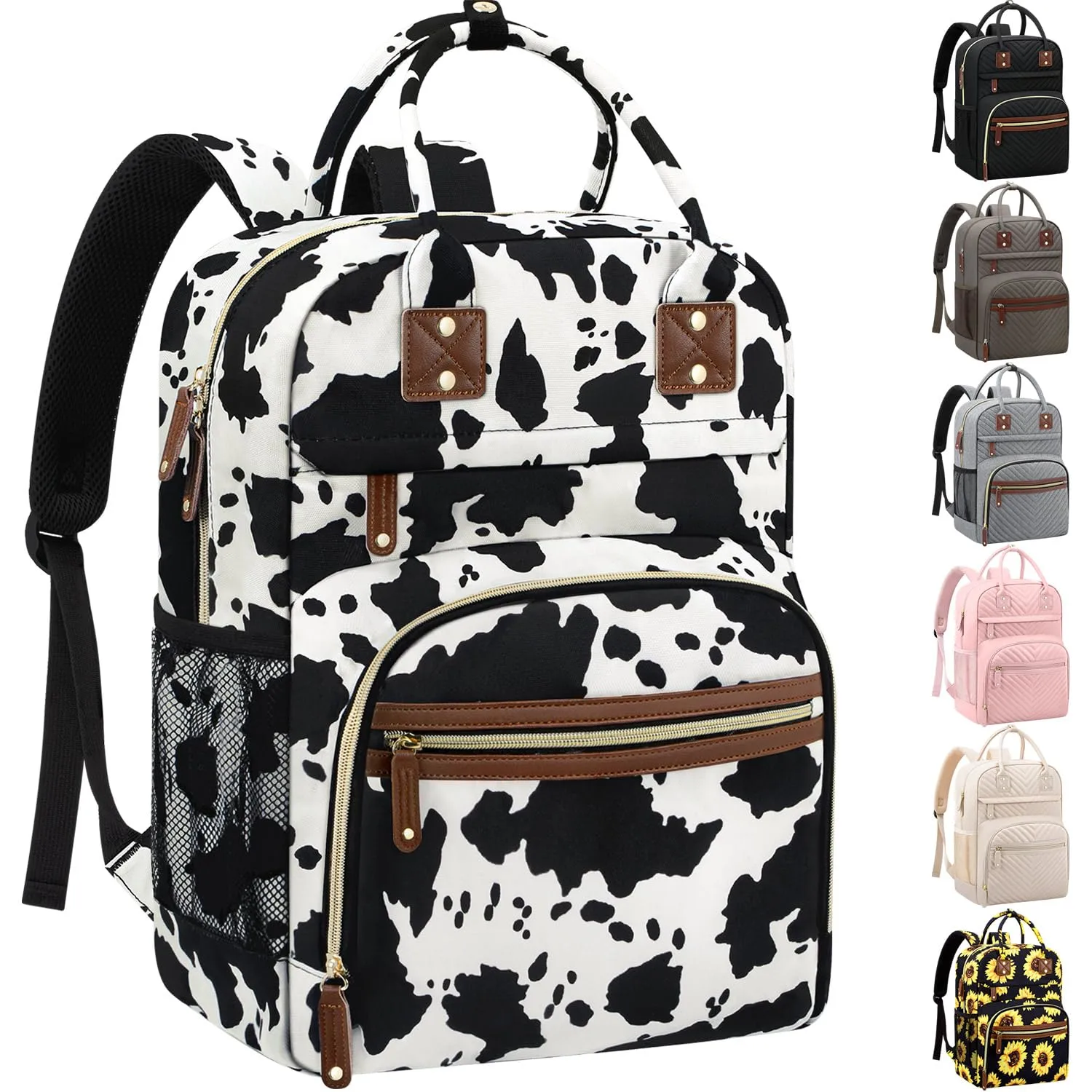 Large Capacity Baby Diaper Bag Backpack with Insulated Pockets, Waterproof, Stylish Cow Print Design, Suitable for Boys and Girls