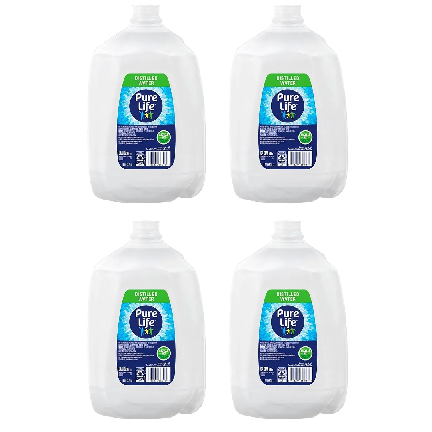 Pure Life Distilled Water, 1 Gallon/3.79 Liters Jugs (4 Pack)