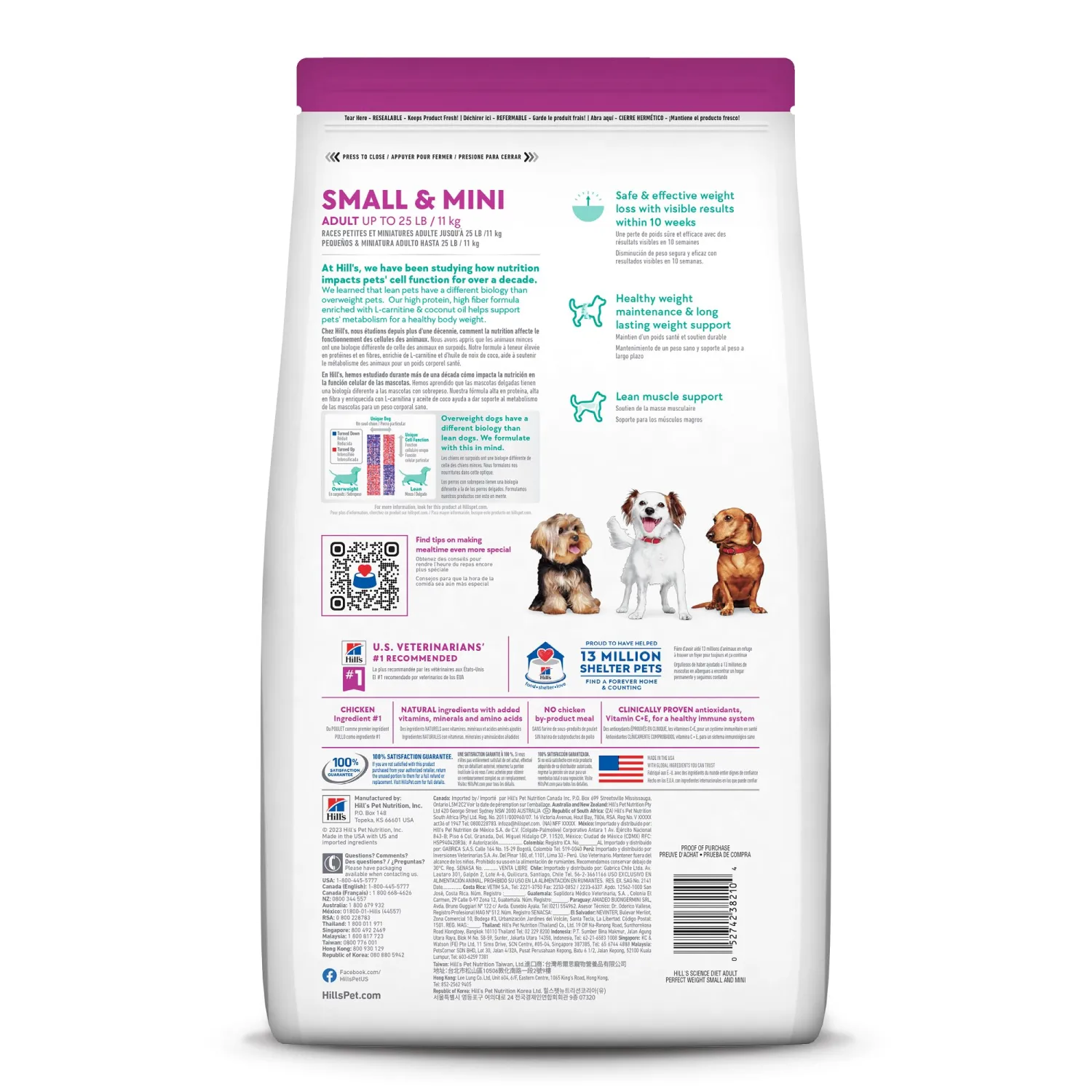 Hill's Science Diet Perfect Weight, Adult 1-6, Small & Mini Breeds Weight Management Support, Dry Dog Food, Chicken Recipe, 4 lb Bag