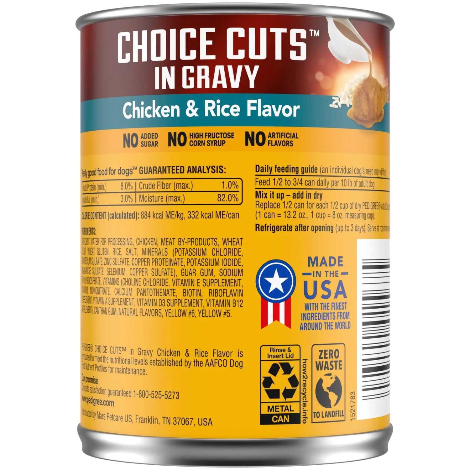 PEDIGREE CHOICE CUTS IN GRAVY Adult Canned Soft Wet Dog Food, Chicken & Rice Flavor, 13.2 oz. Cans 12 Pack