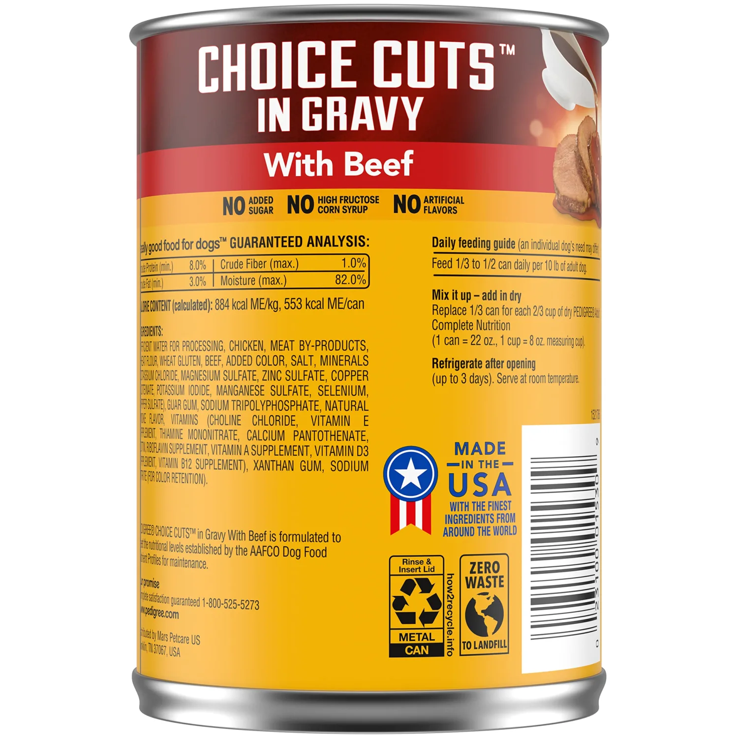 PEDIGREE CHOICE CUTS IN GRAVY Adult Canned Soft Wet Dog Food with Beef, 22 oz. Cans (Pack of 12)