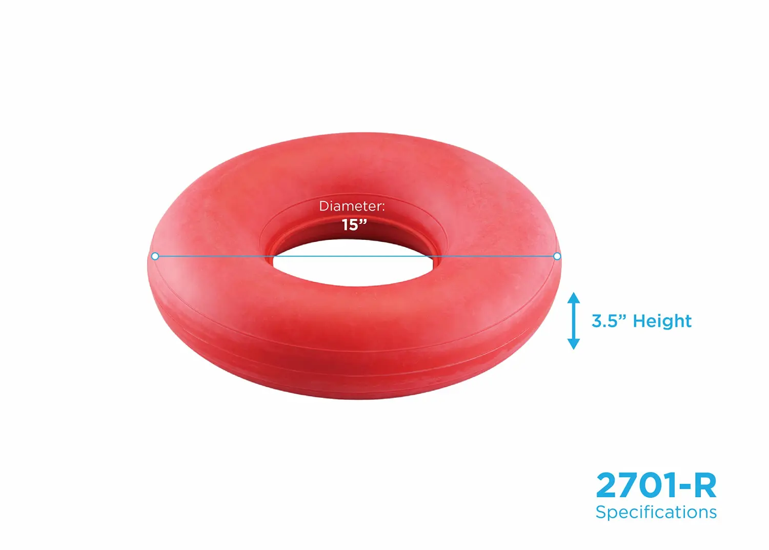 NOVA Inflatable Donut Cushion, Easy to Inflate and Deflate Seat Cushion, Durable Rubber and Easy to Clean Red 15 Inch Diameter