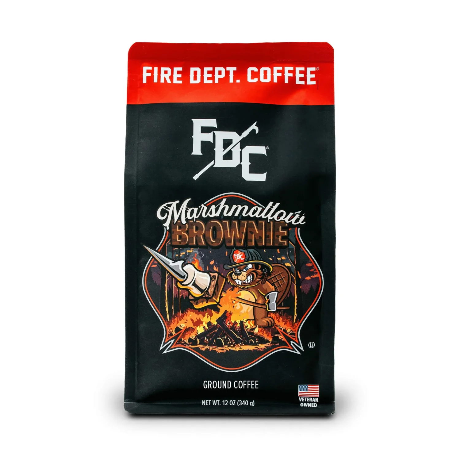 Fire Department Coffee - Gives Back to Firefighters - Marshmallow Brownie Ground Coffee - Roasted in the USA - Ground - Medium Roast - Veteran Owned 12 oz