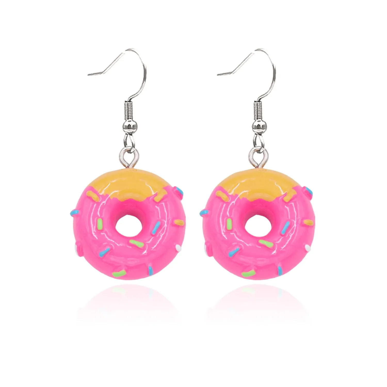 Donut Dangle Earrings for Women - Fun and Sweet Cake Jewelry, Pink Donut Earrings for Women