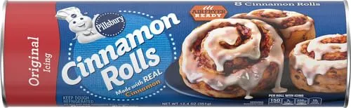 Pillsbury Cinnamon Rolls with Original Icing, Refrigerated Canned Pastry Dough, 8 Rolls, 12.4 oz