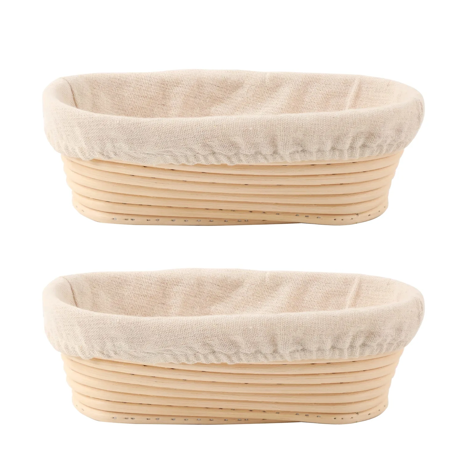 Bread Proofing Baskets Set of 2 10 inch Oval Shaped Dough Proofing Bowls w/Liners Perfect for Professional & Home Sourdough Bread Baking