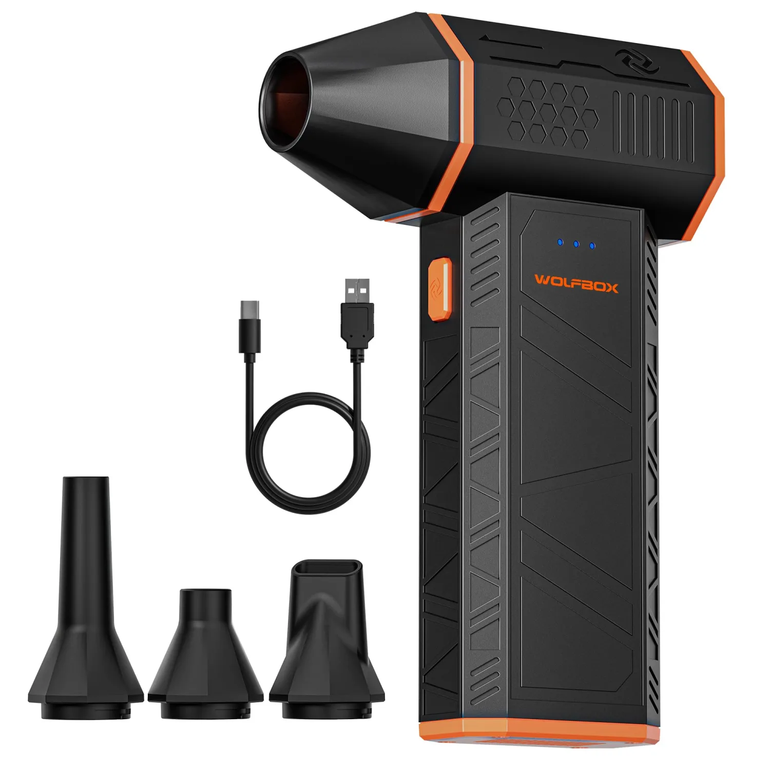 WOLFBOX MF50 Electric Air Duster-110000RPM Super Power Cordless Air Duster, 3-Gear Adjustable Mini Blower with Rechargeable Battery, Dust Blower for Computer, Keyboard, House, Outdoor and Car