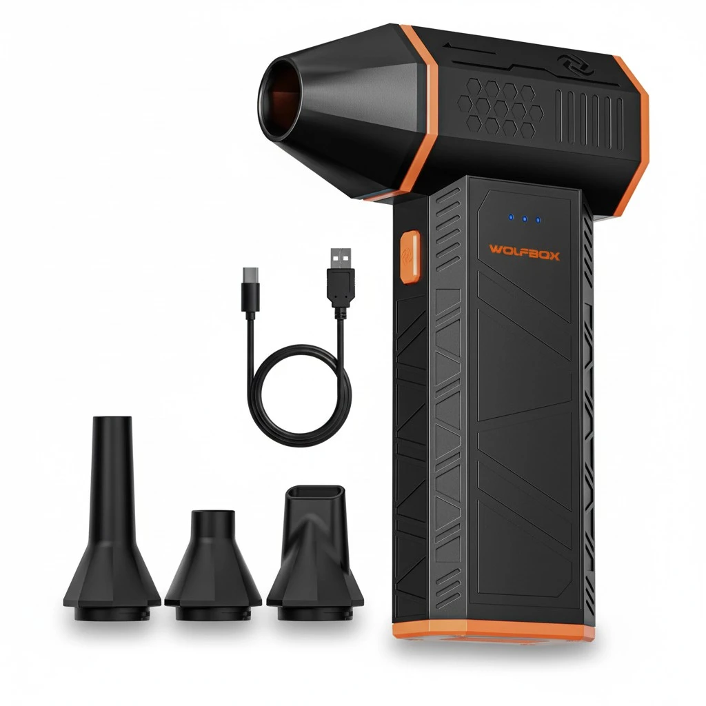 WOLFBOX MF50 Electric Air Duster-110000RPM Super Power Cordless Air Duster, 3-Gear Adjustable Mini Blower with Rechargeable Battery, Dust Blower for Computer, Keyboard, House, Outdoor and Car