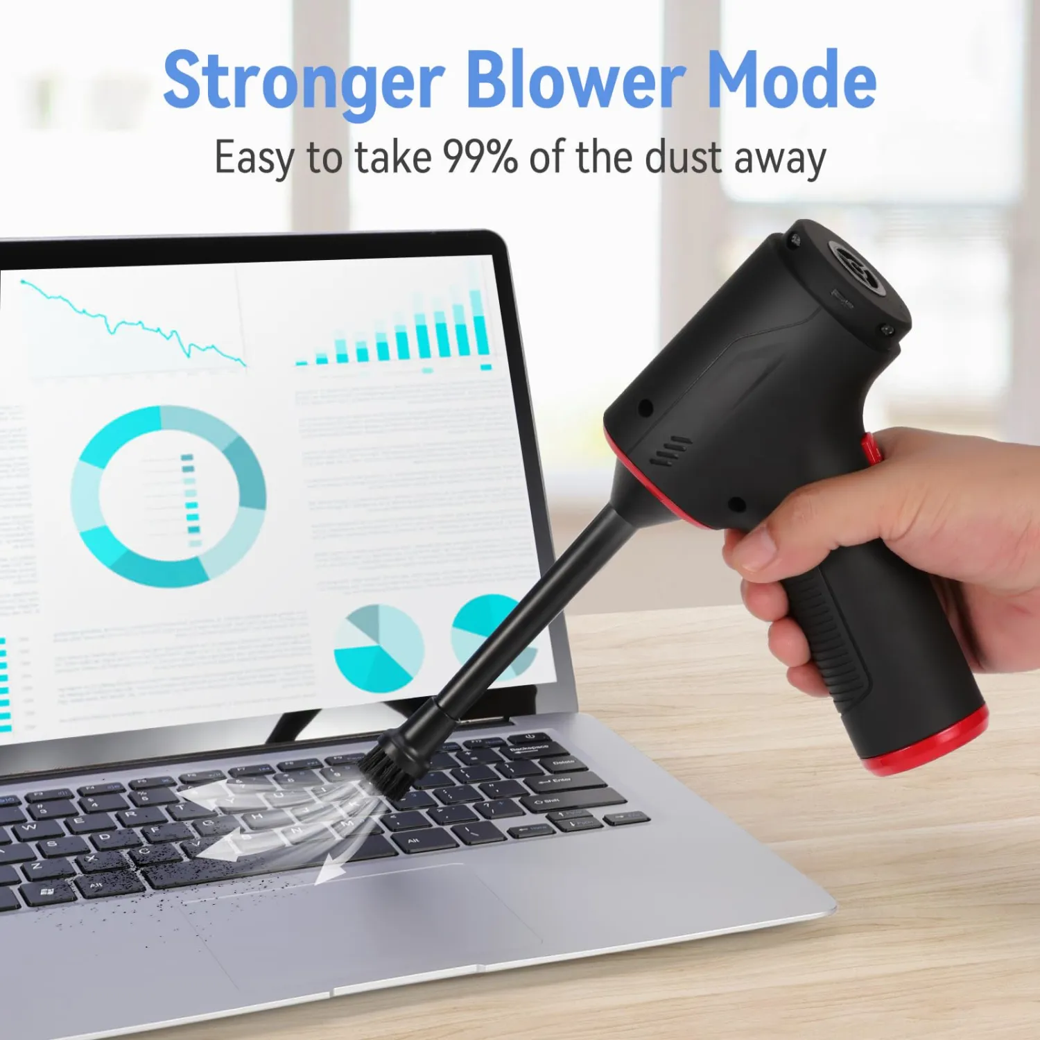 TOBTOS Computer Vacuum Cleaner, Blower and Vacuum 3-in-1, Rechargeable Electric Air Duster for Car, Computer, Home and Office Dust Cleaning(VC-001)