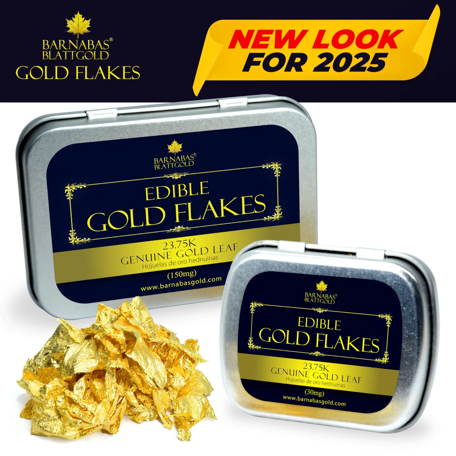 Barnabas Blattgold Genuine Edible Gold Flakes, 30mg/Jar, Edible Gold Leaf for Cake Decorations, for Baking, for Drinks and for Food