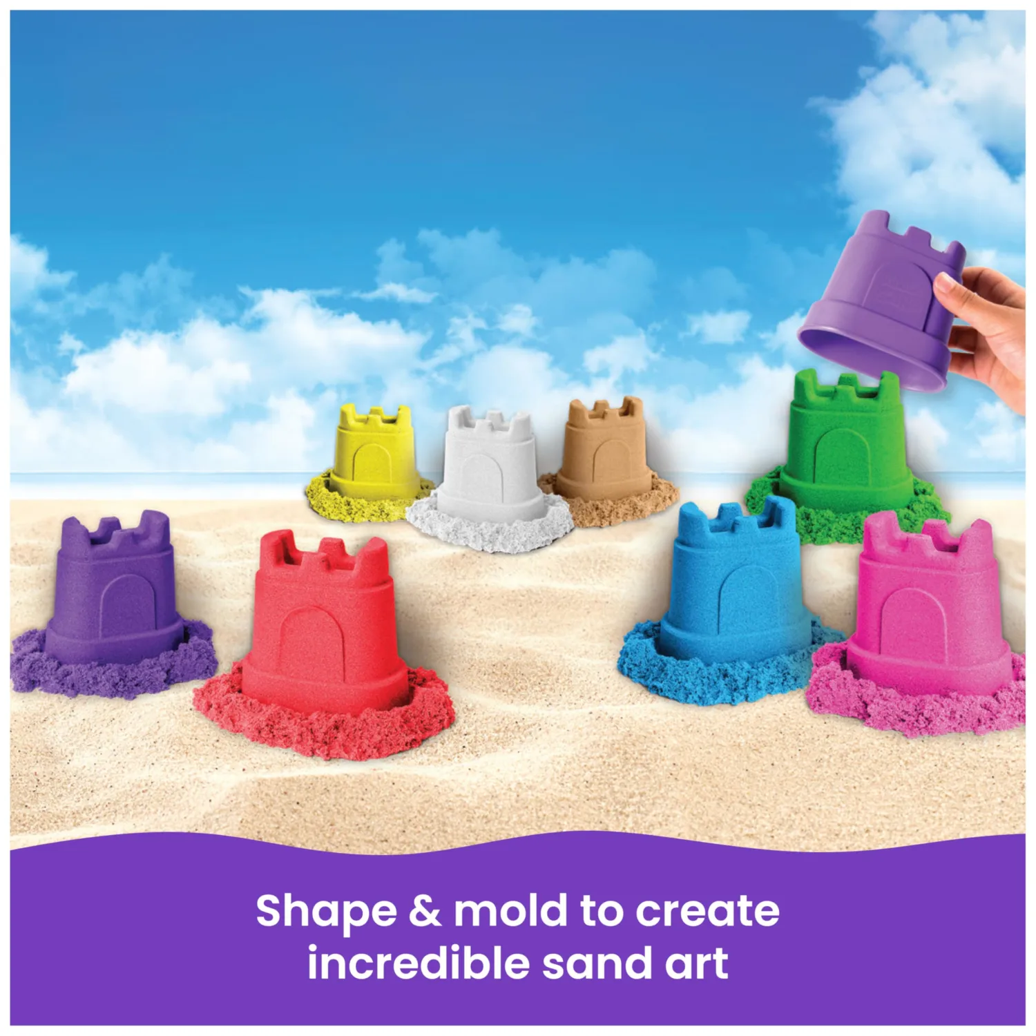 Kinetic Sand, Castle Containers 10-Color Pack of Play Sand for Party Favors, Goodie Bags, Sensory Toys for Kids Ages 3 and up