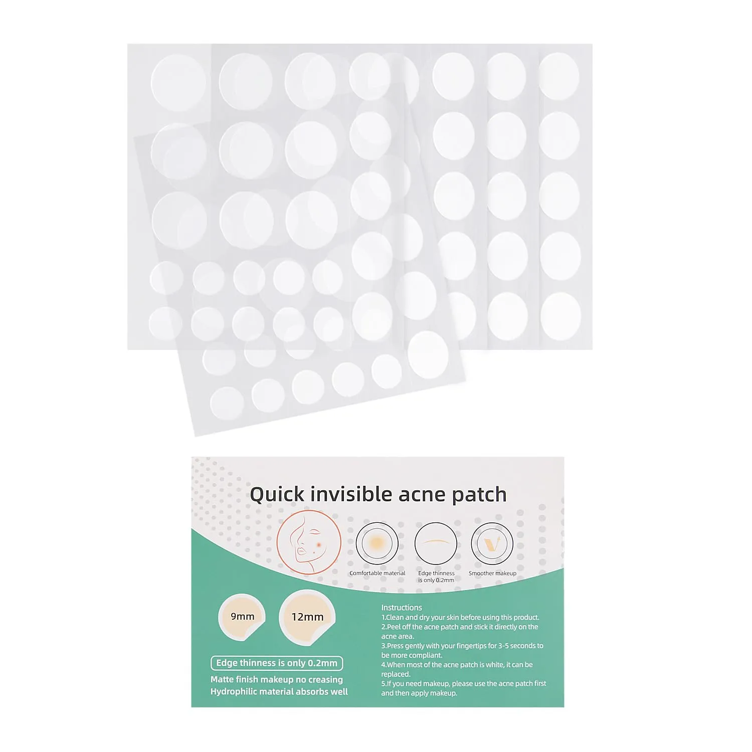 Acne Pimple Patch for Face, Acne Spot Healing Patch( 3 Sizes), Overnight Spot Patches, Acne Patches for Face, Chin or Body, Hydrocolloid Bandages for Acne Skin (120 transparent stickers)