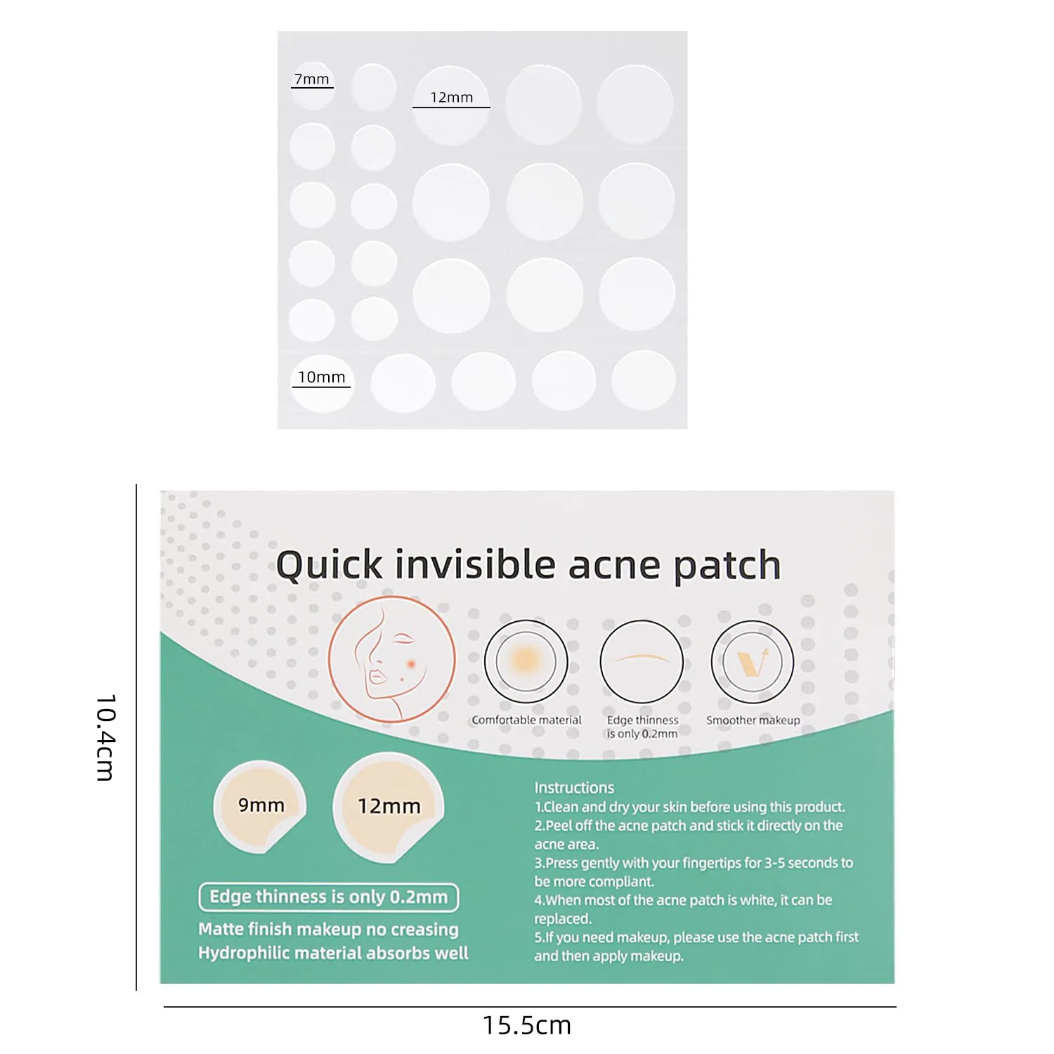 Acne Pimple Patch for Face, Acne Spot Healing Patch( 3 Sizes), Overnight Spot Patches, Acne Patches for Face, Chin or Body, Hydrocolloid Bandages for Acne Skin (120 transparent stickers)