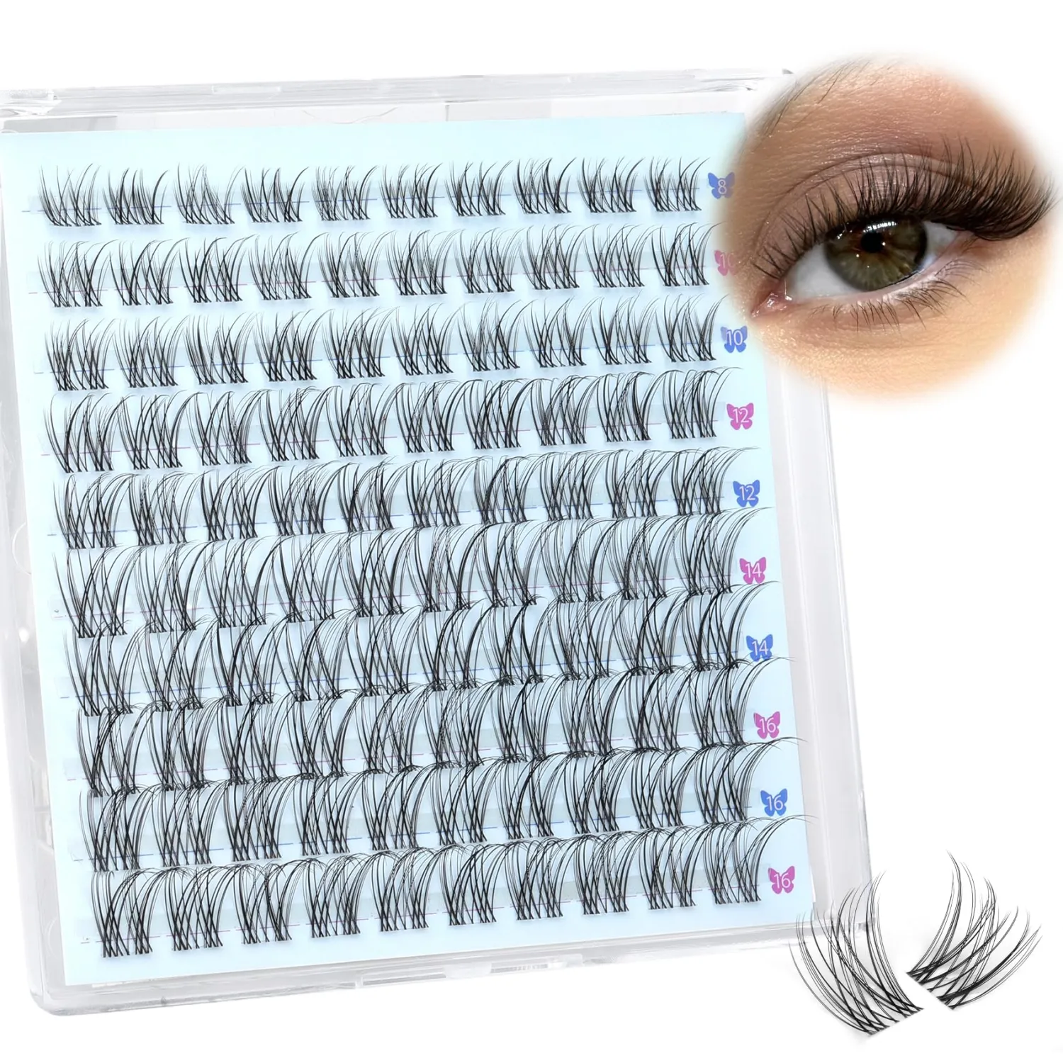 Wispy Lash Clusters Natural Individual Lashes Clusters With Invisible Band 8-16MM Eyelash Clusters CD Curl Cluster Eyelash Extensions Waterproof Eyelashes Clusters Reusable Soft Diy Lash Extension