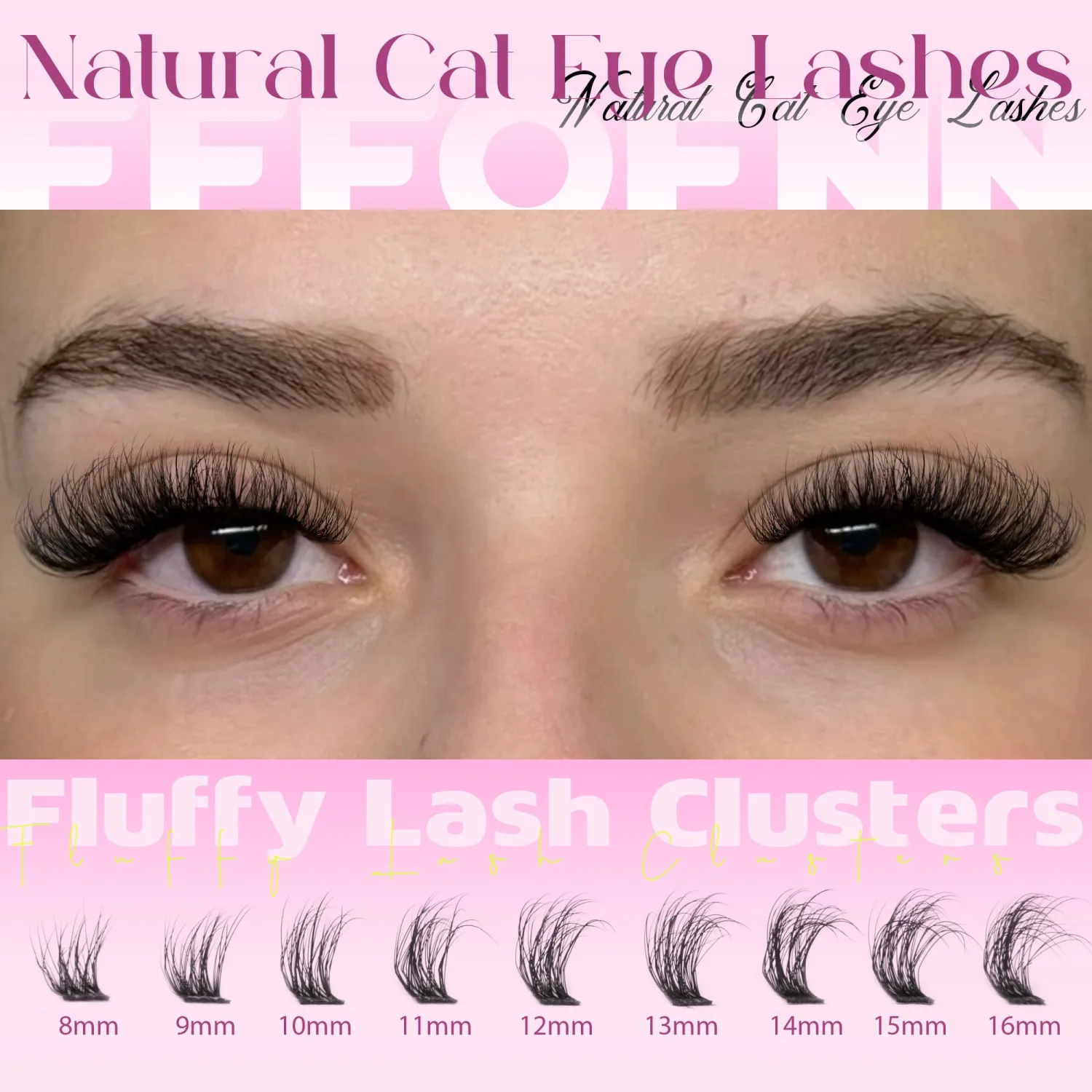 Lash Clusters Fluffy Eyelash Clusters Volume Cluster Eyelash Extensions 8-16 mm Individual Lashes D Curl Lashes Clusters 180 pcs Natural Cluster Lashes DIY at Home by Eefofnn