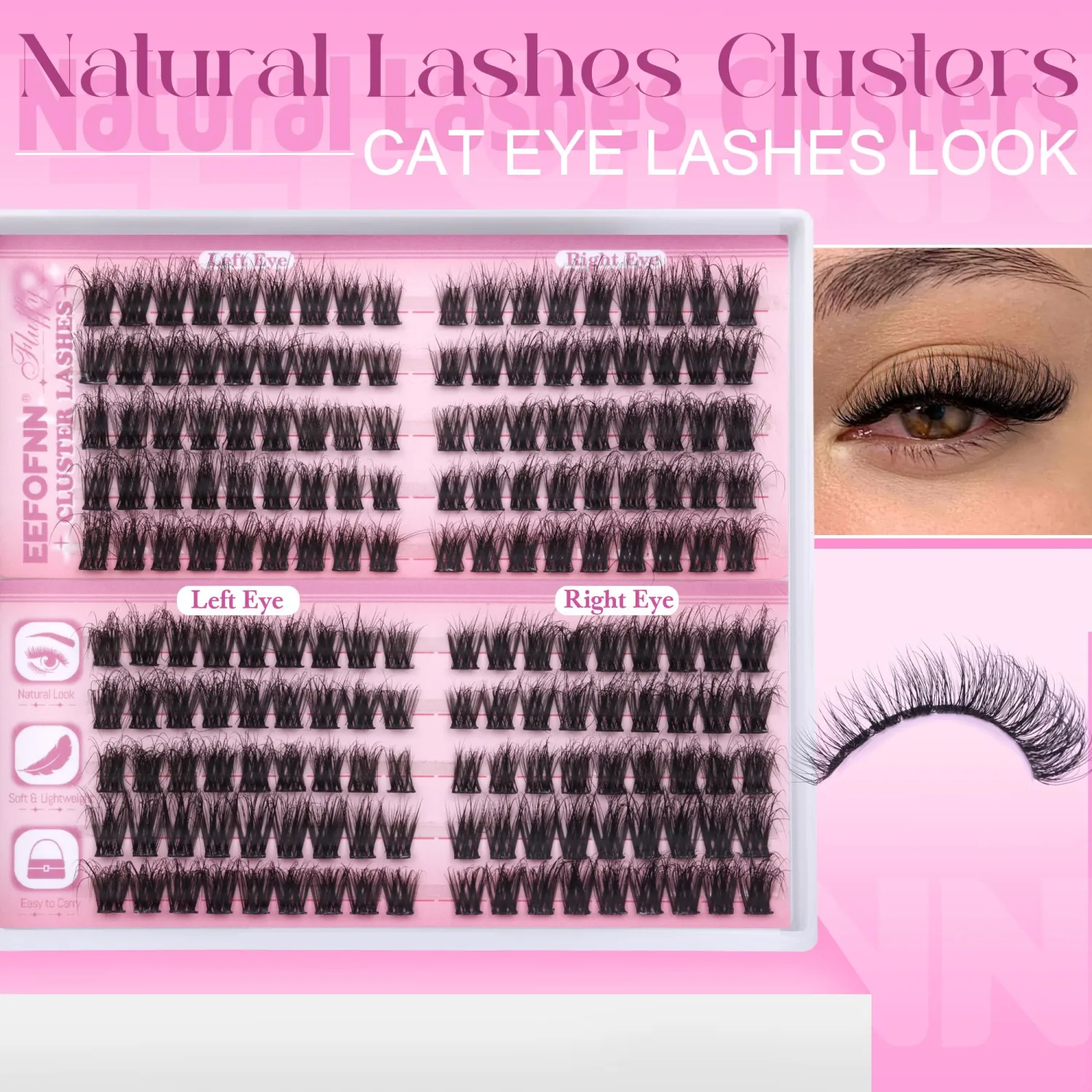 Lash Clusters Fluffy Eyelash Clusters Volume Cluster Eyelash Extensions 8-16 mm Individual Lashes D Curl Lashes Clusters 180 pcs Natural Cluster Lashes DIY at Home by Eefofnn