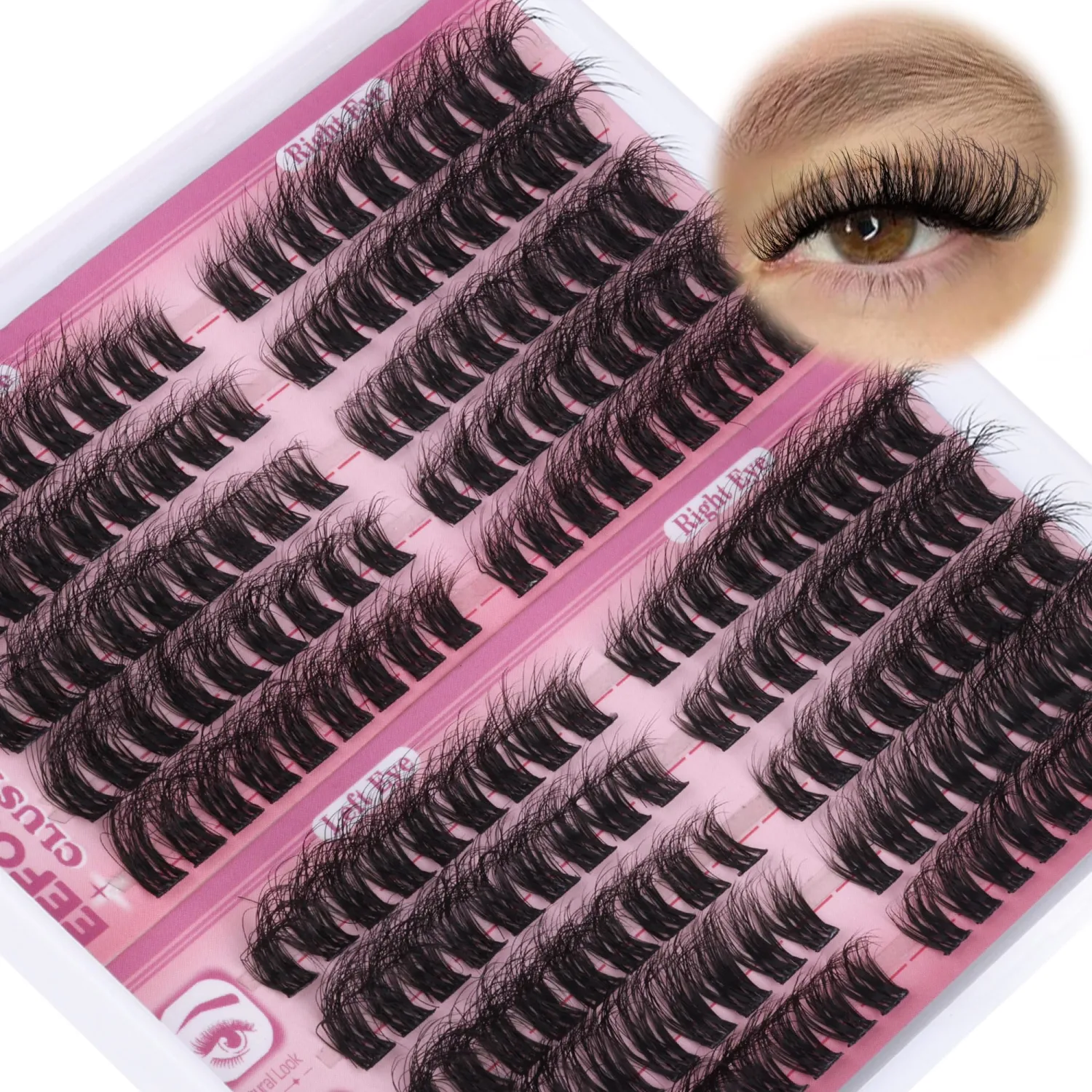 Lash Clusters Fluffy Eyelash Clusters Volume Cluster Eyelash Extensions 8-16 mm Individual Lashes D Curl Lashes Clusters 180 pcs Natural Cluster Lashes DIY at Home by Eefofnn