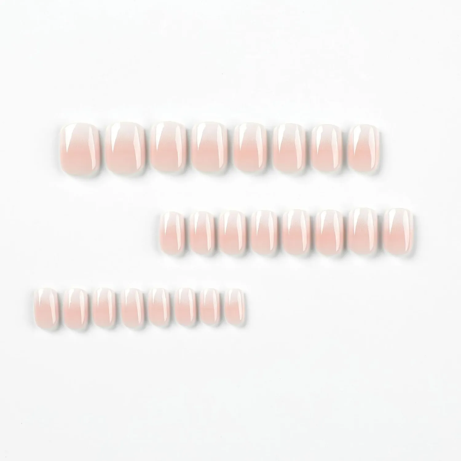 24 Pcs Press on Nails, Sunjasmine Fake Nails with Designs, Acrylic Nails False Nails with Nail Glue for Women (Pink White Gradient)