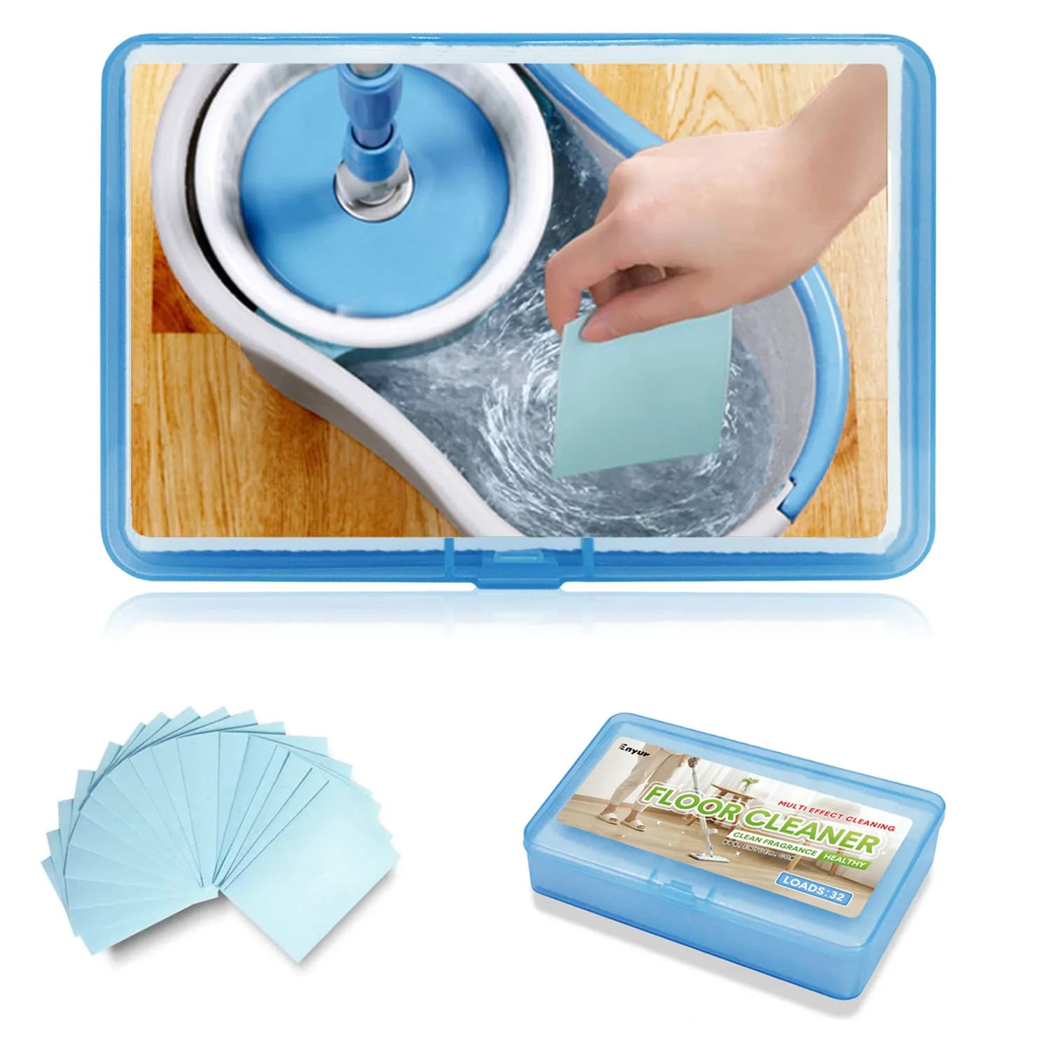 Floor Cleaner Sheets for Mopping Ultra-Concentrated Floor Sheets - Dissolves Instantly in Water Multi-Surface Cleaner for Non Stubborn Stains, Portable box 32 Sheets