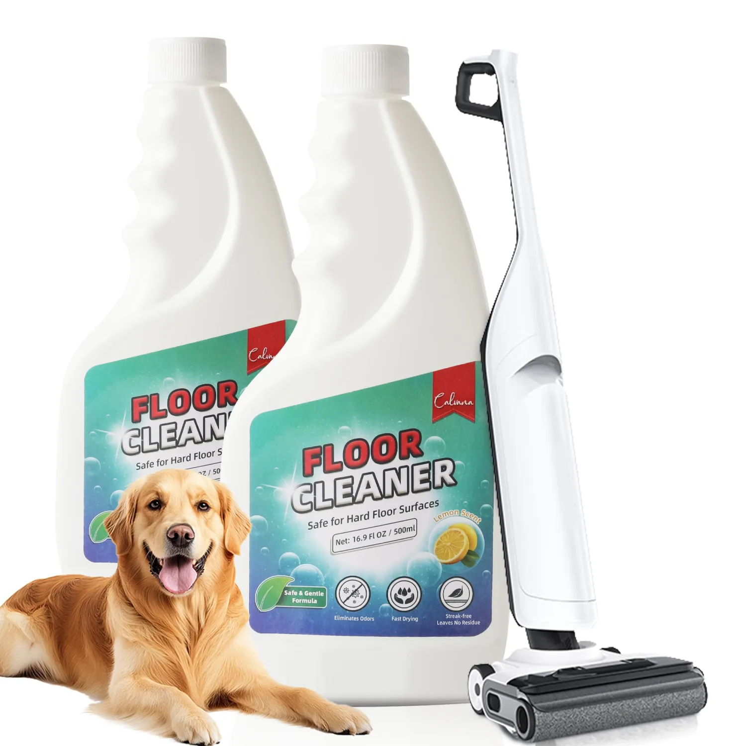 (2-Pack) 16.9fl.oz Floor Cleaner for Pet Owners, Lemon Scent Floor Cleaning Solution, Compatible with Roborock Robot Vacuums and Mops, Suitable for All Robot Vacuums with Mopping Function