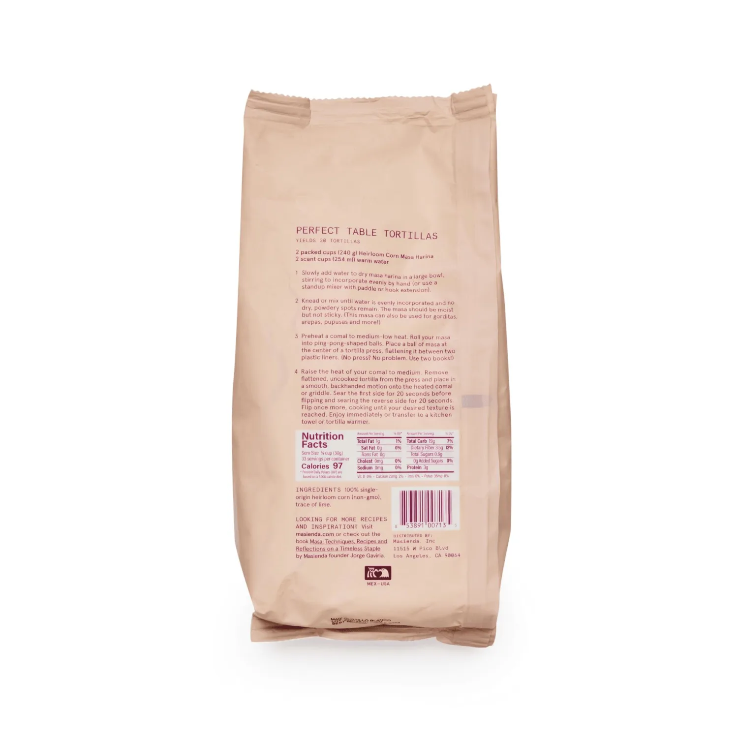 Masienda Heirloom White Corn Masa Harina/Flour. Nixtamalized Corn Flour Perfect for Corn Tortillas, Tamales, Tostadas, Pupusas, Arepas and More. Gluten-Free, Non-GMO, Preservative-Free. 2.2 Pounds.