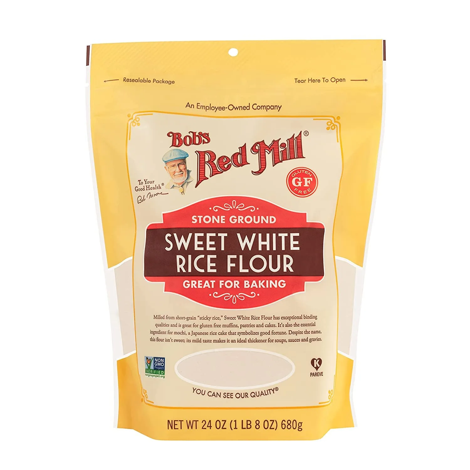 Bob's Red Mill Sweet White Rice Flour, 24oz (Pack of 1) - Non GMO, Vegan, Kosher