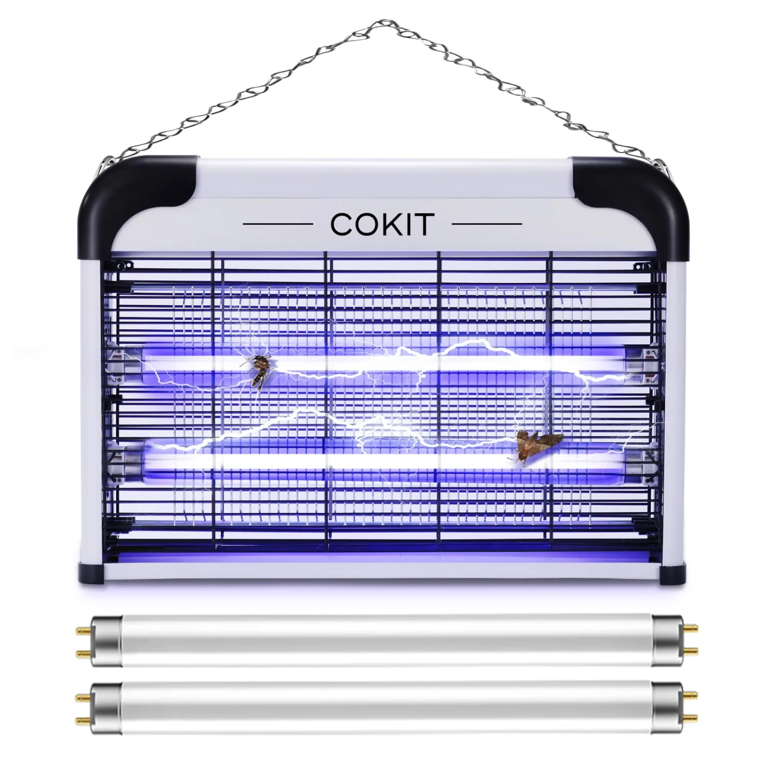 20W Indoor Bug Zapper and Electric Insect Killer, Fly and Mosquito Zapper for Home, Kitchen, Garage, Patio, Includes 2 Extra Replacement Bulbs (No Bug Collection Tray)
