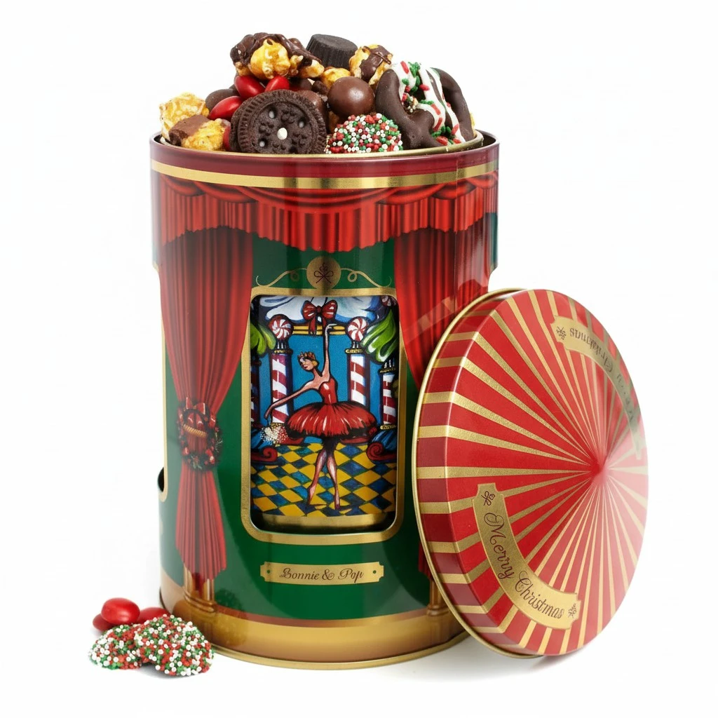 BONNIE AND POP - Christmas Gift Basket- Gourmet Food Gifts - Plays Music - Holiday Chocolate and Candy, Sweets and Snacks- Nutcracker Suite- Bonnie and Pop