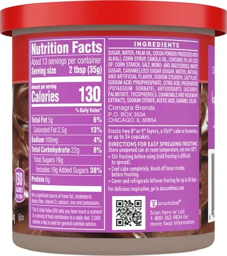 Duncan Hines Creamy Chocolate Cake Frosting, 16 Oz Can (Pack of 2)
