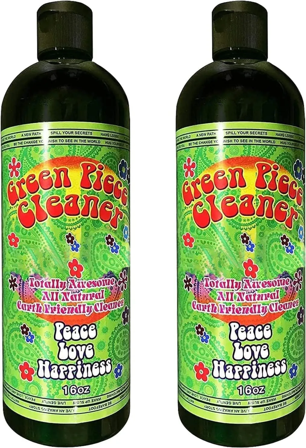 Green Piece® Glass Cleaner 2 Bottles -16 oz with 1Purple Psychedelic Plug Set - Excellent for Cleaning and Smell Proofing