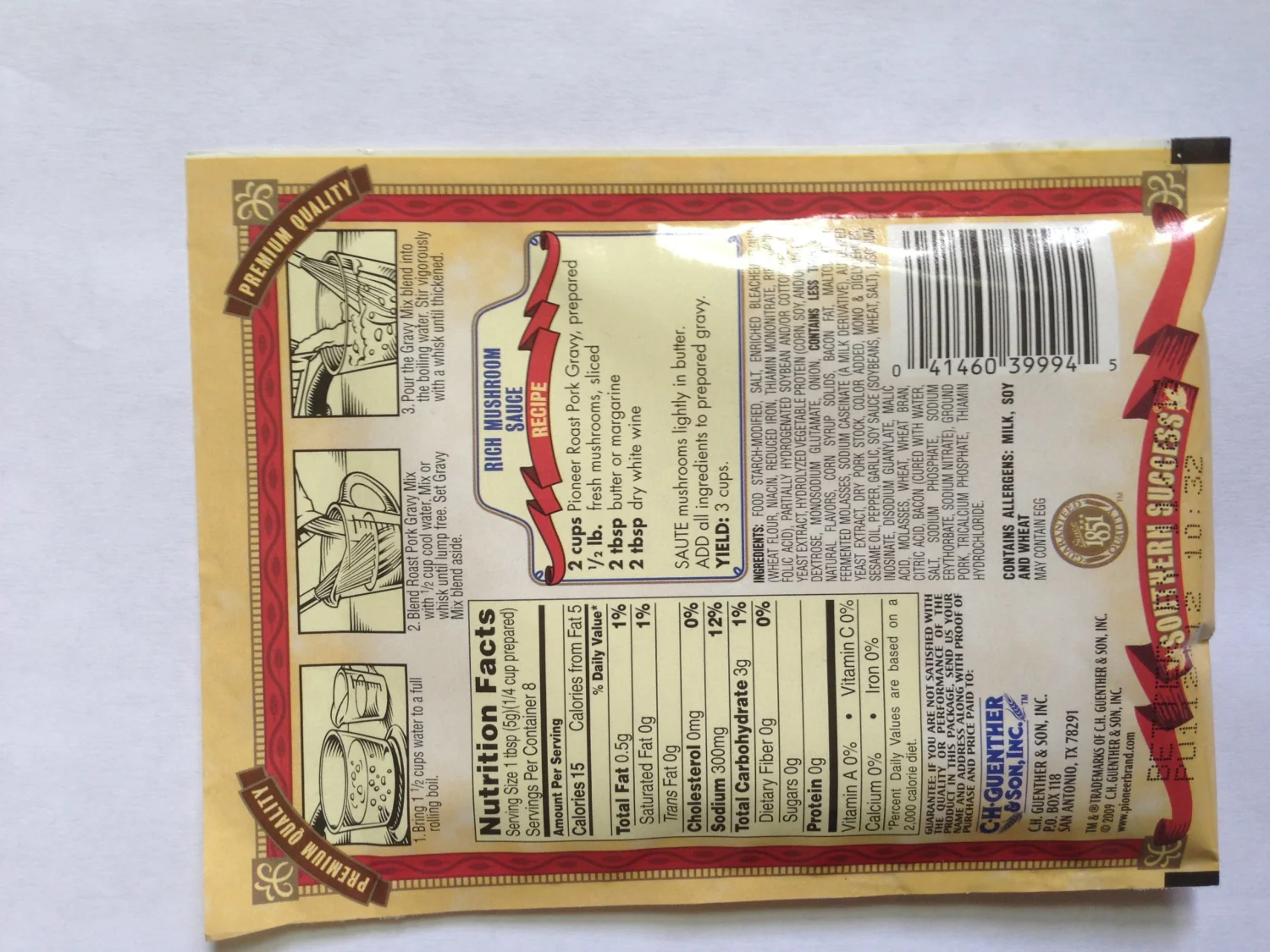 Pioneer Brand Roast Pork Gravy Mix Makes 2 Cups Premium Quality