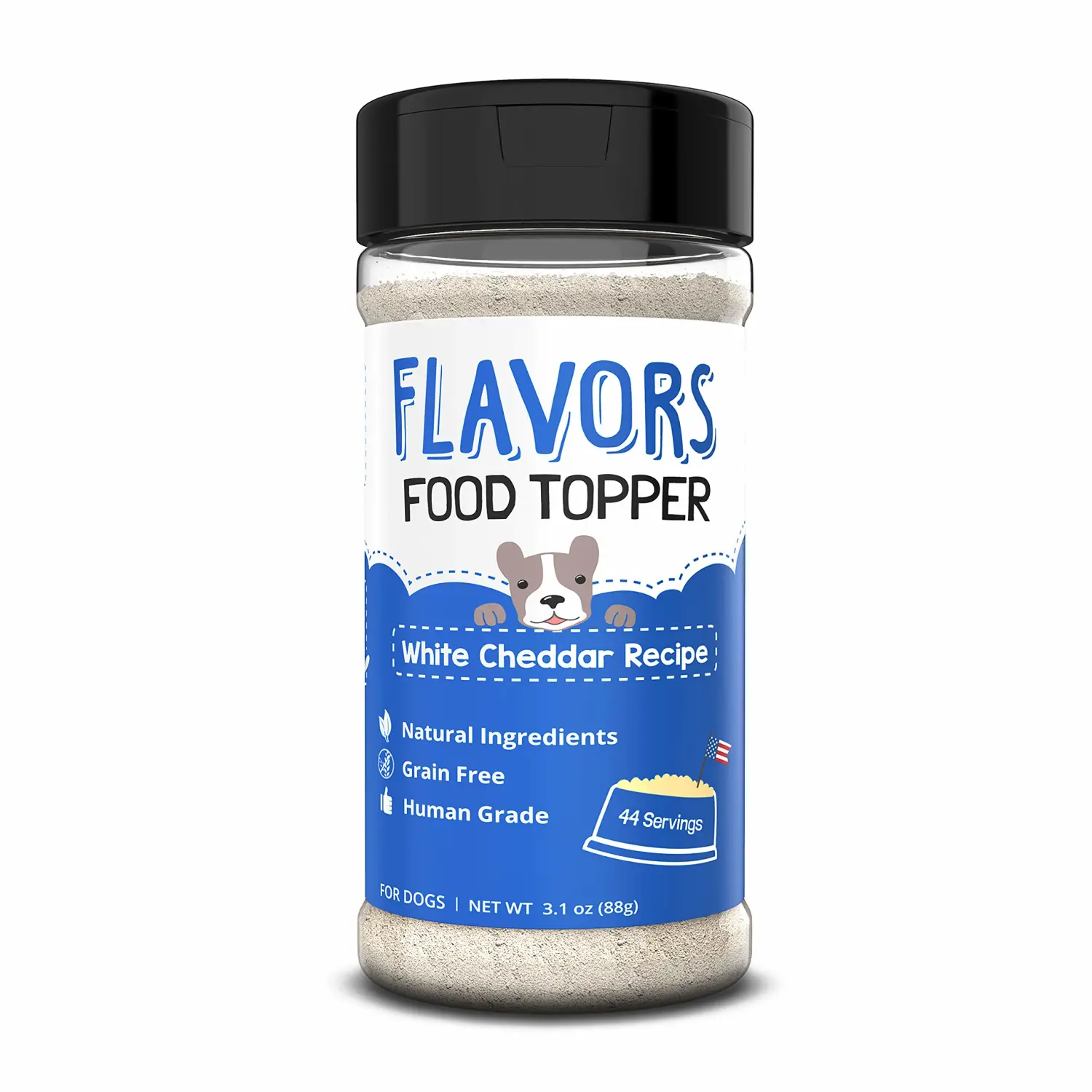 Flavors Food Topper for Dogs, Delicious Seasoning for Dog Food, Natural, Grain-Free Kibble Seasoning and Treat Mix for Picky Dogs and Puppies, White Cheddar Recipe, 3.1-Ounce